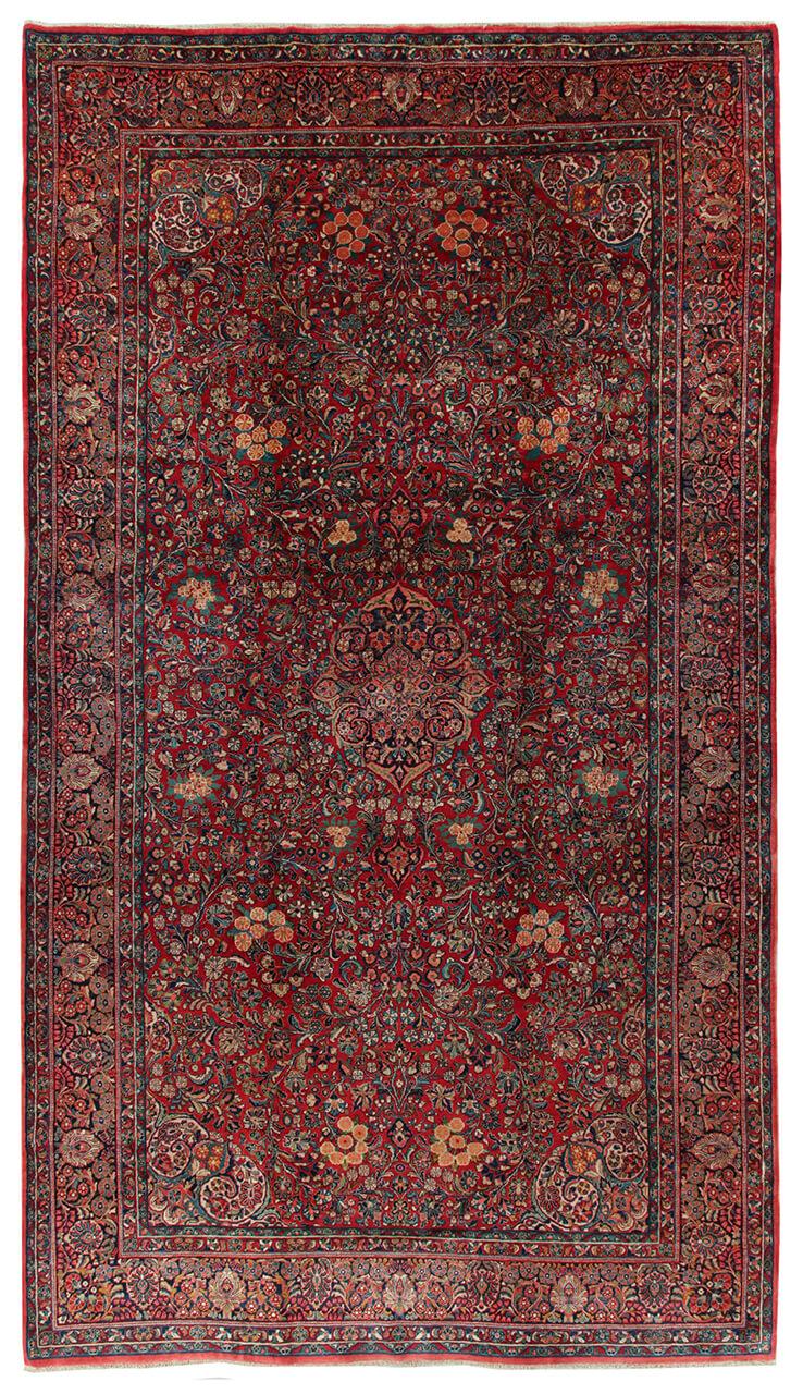 Handmade red Sarough antique rug from Persia