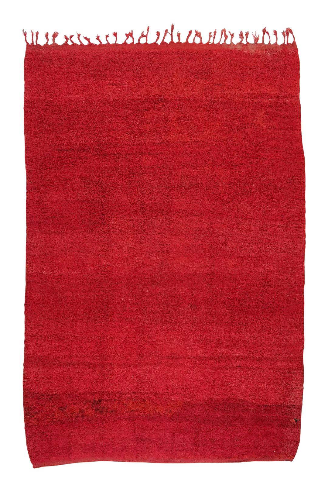 Vintage roter handgeknüpfter marokkanischer Berberteppich