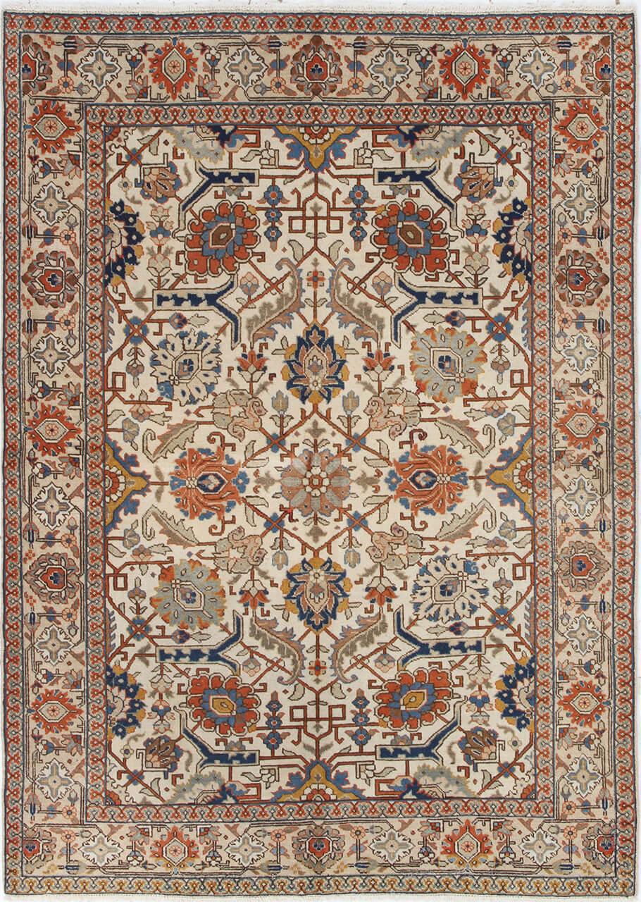 Antiek Tabriz tapijt uit het Midden-Oosten in beige
