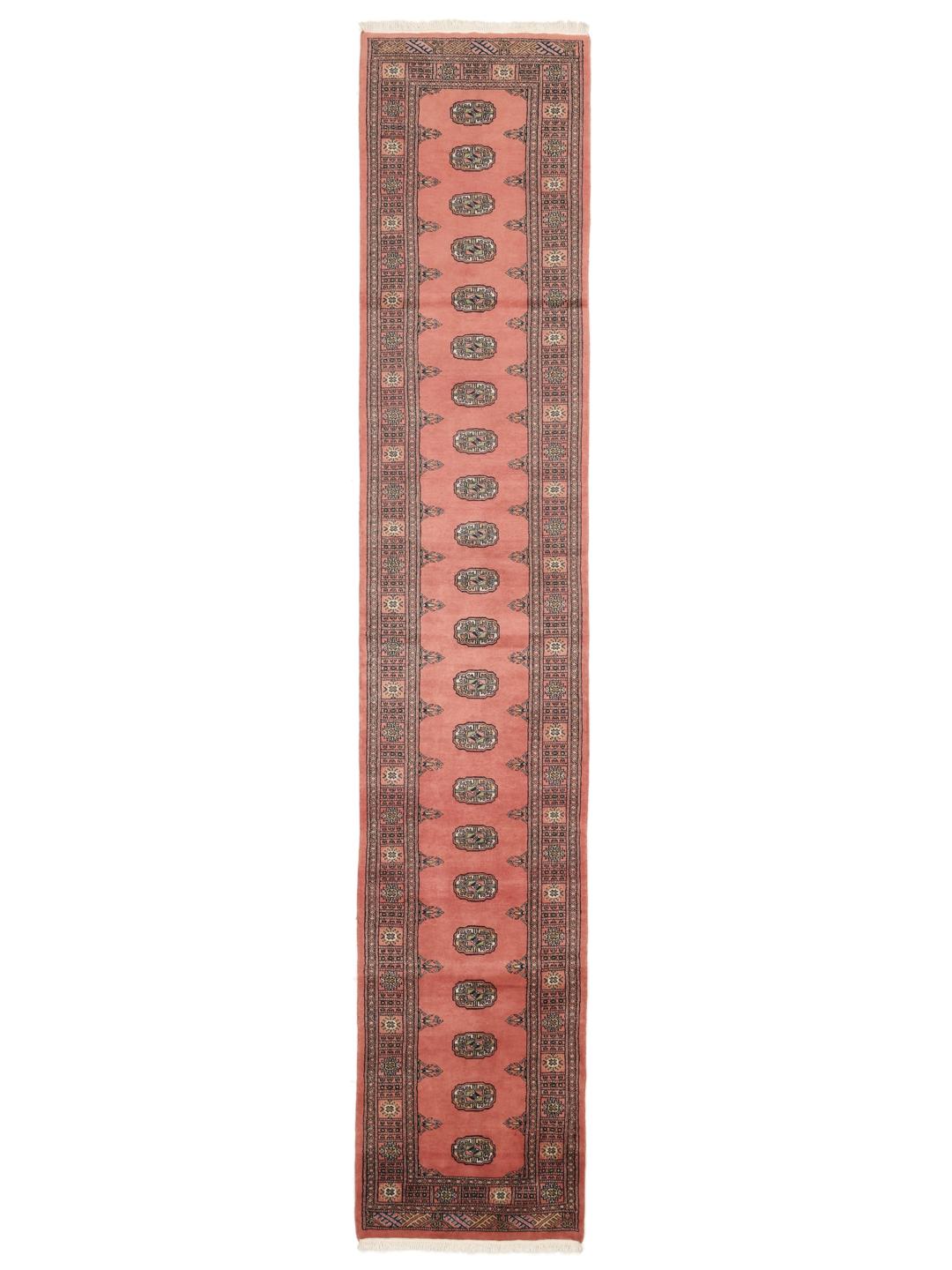 Handgeknoopte Pakistan Bokhara 2ply wollen loper in rood