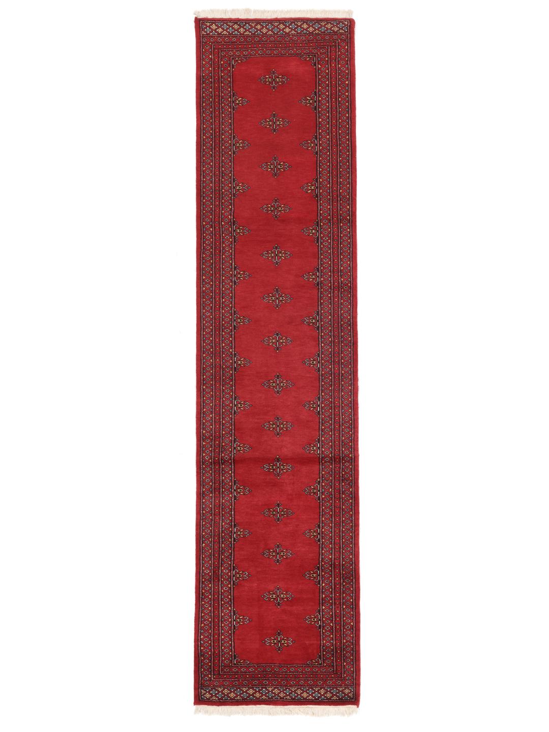 Hand-knotted red Pakistan Bokhara runner rug
