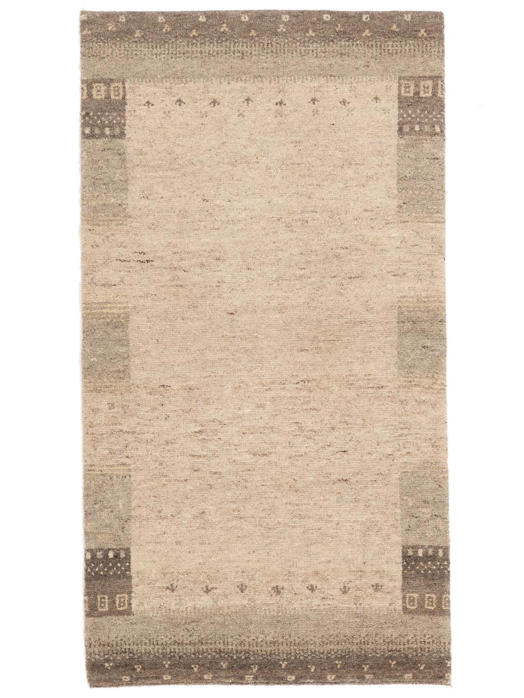 Hand-knotted beige Gabbeh rug from India