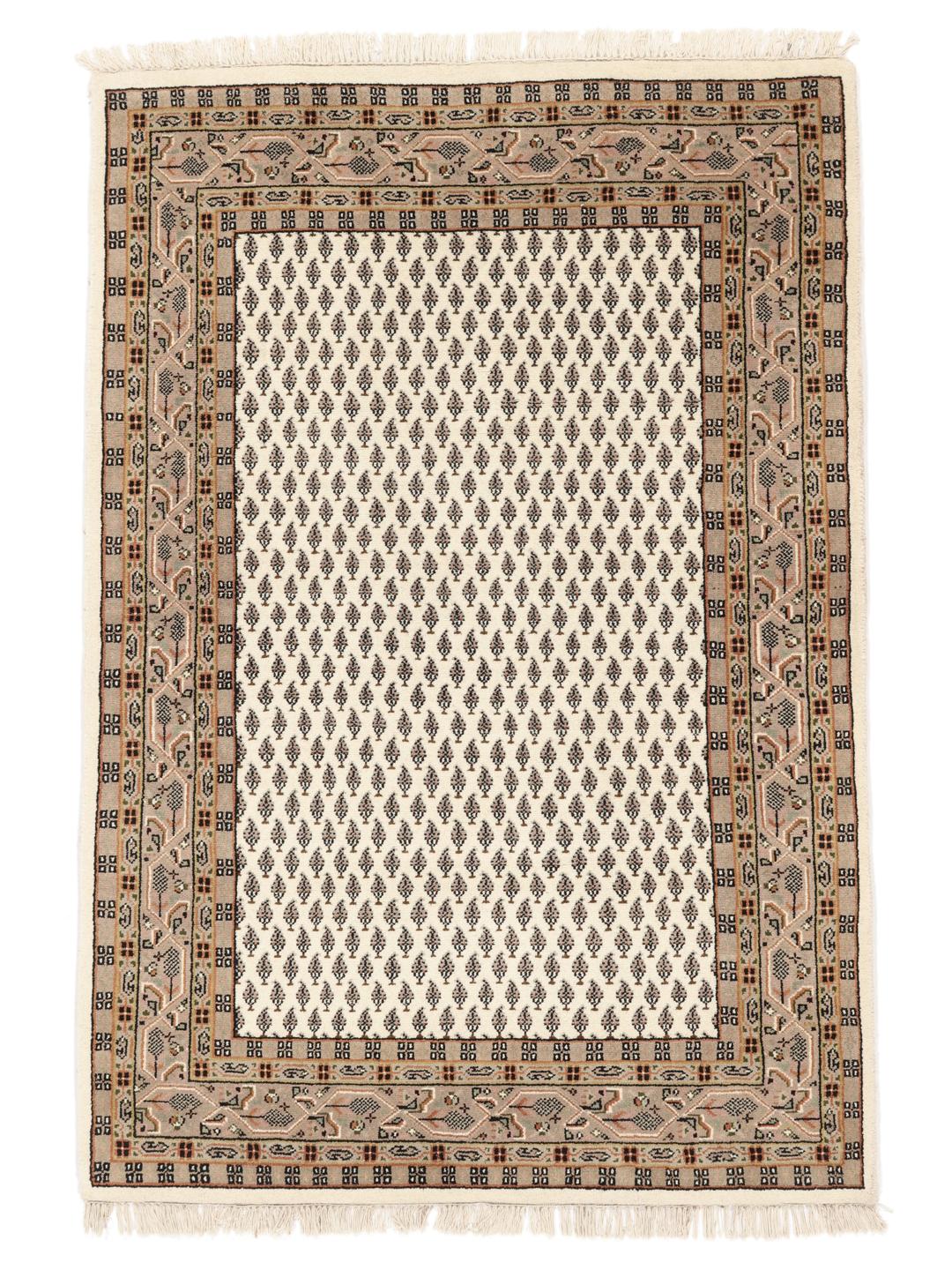 Tapis Mir Indo noué à la main en provenance d'Inde, couleur beige