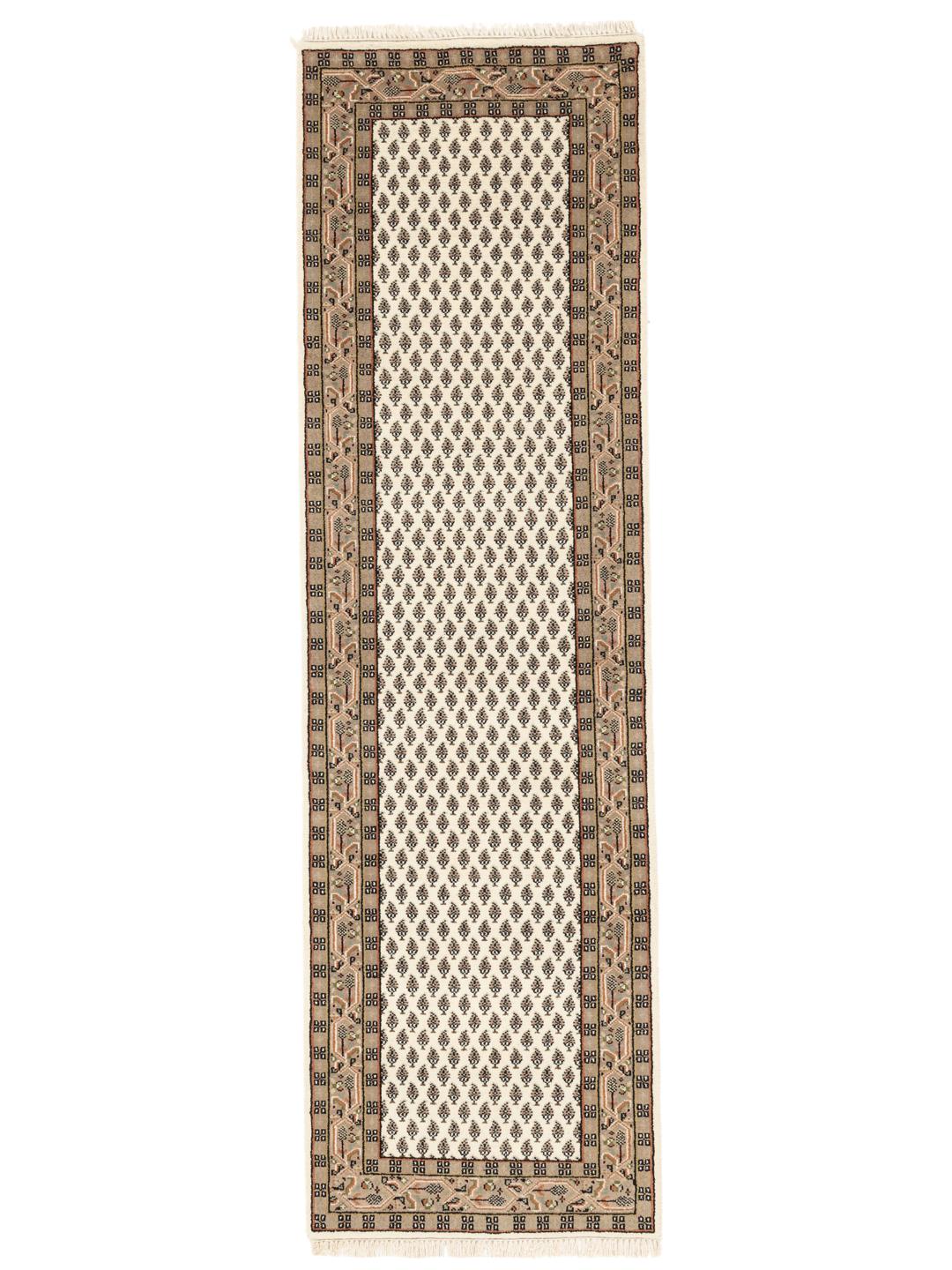 Tapis couloir noué à la main venant d'Inde en beige