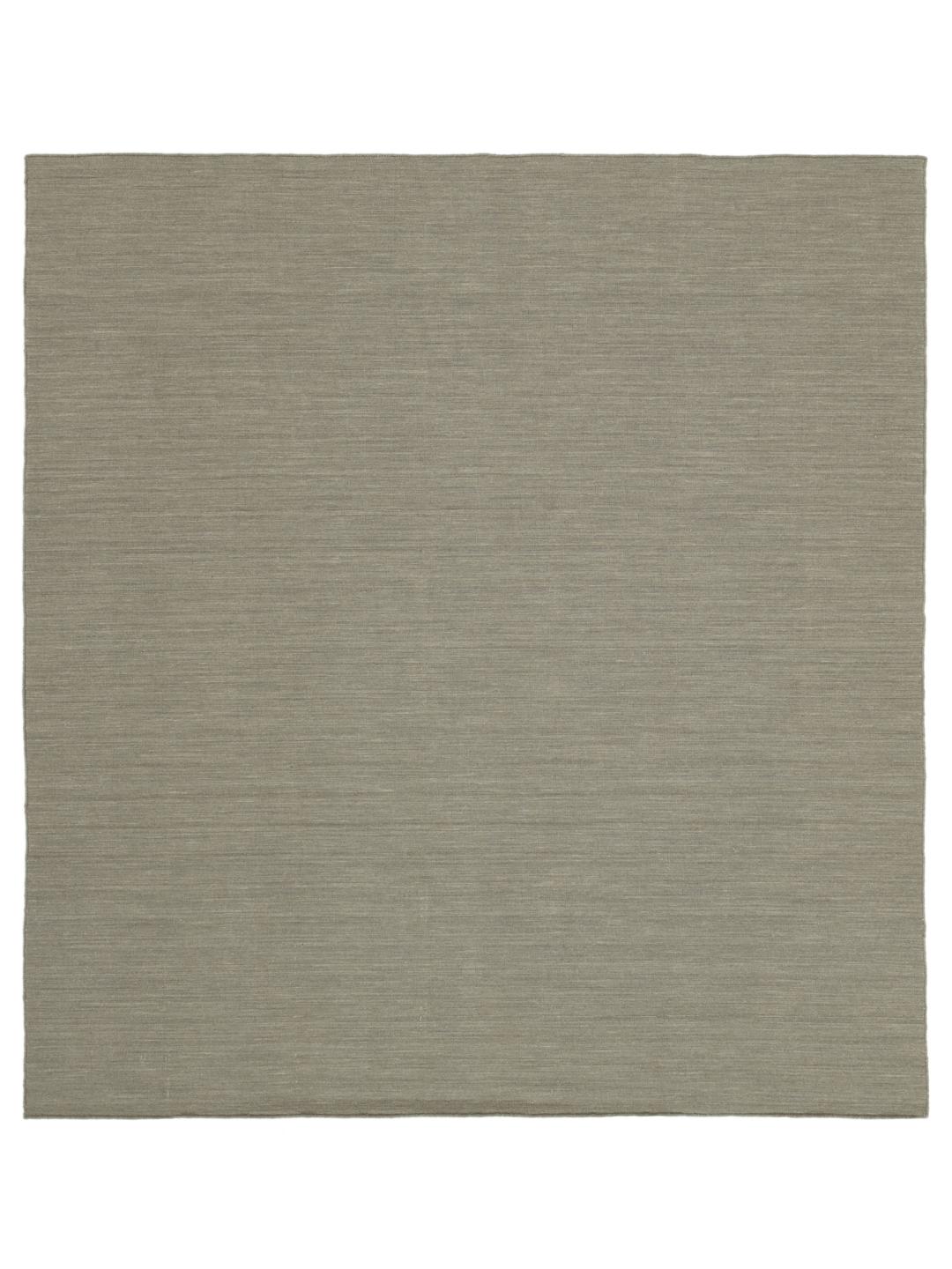 Vierkant geweven vloerkleed in lichtgrijs en beige