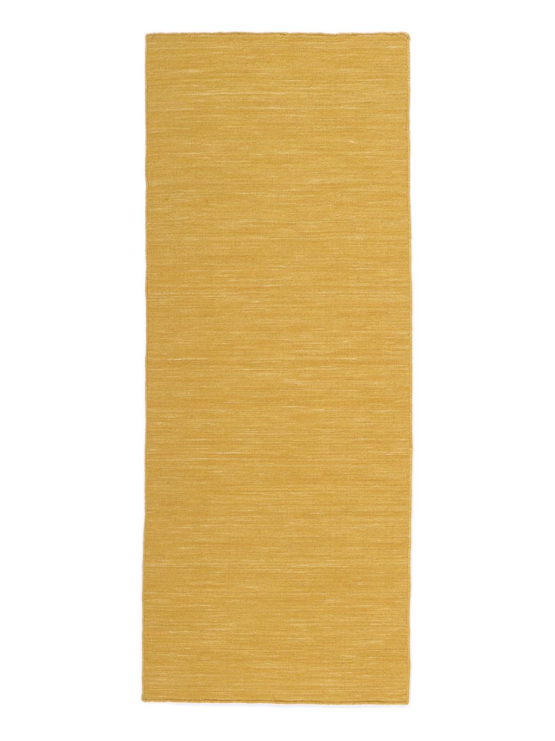 Gele handgeweven wollen loper