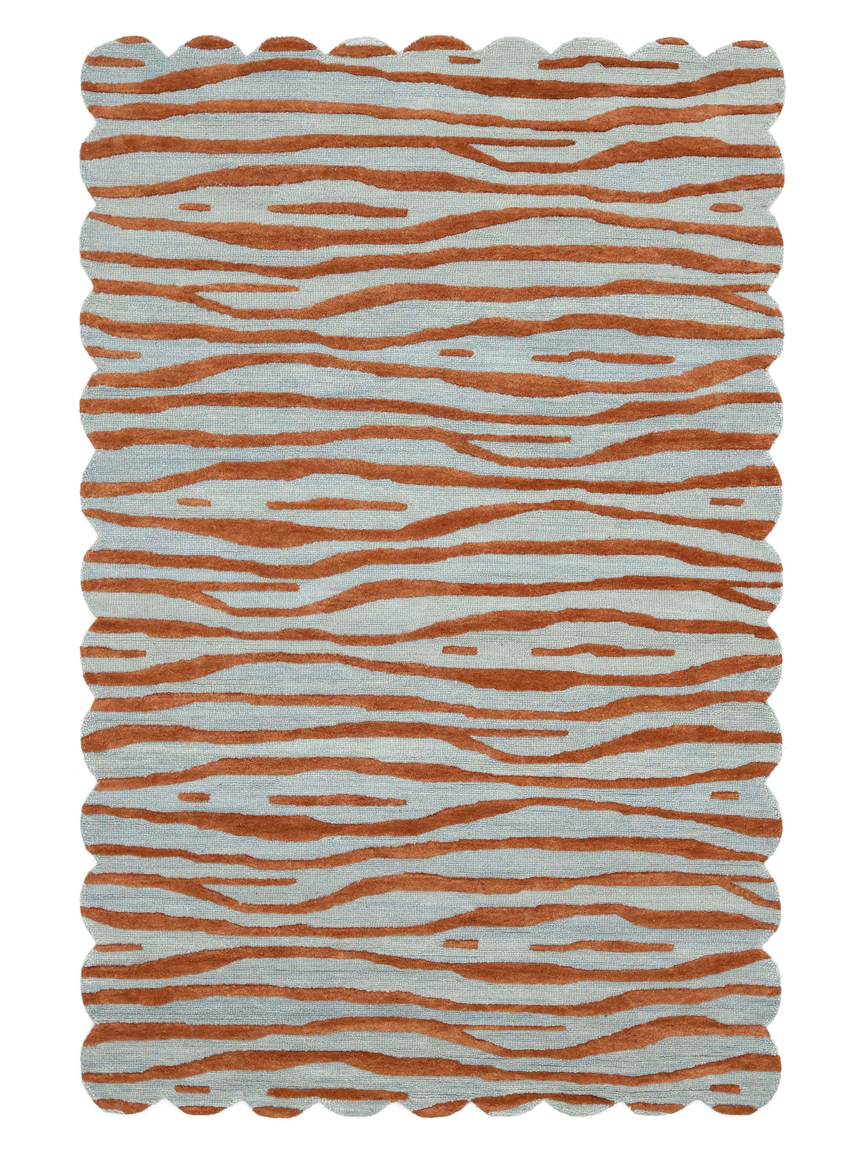 Rugvista premium - Arty Zebra - Lichtblauw / Roestrood 200 x 300