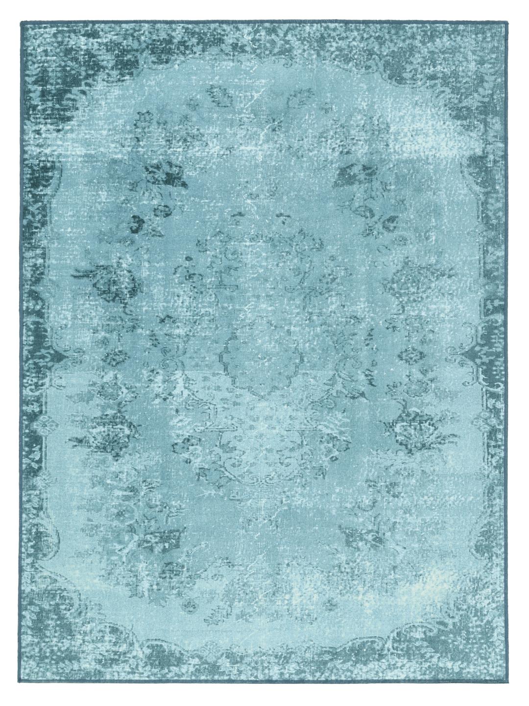 rechthoekig turquoise tapijt met geprint patroon