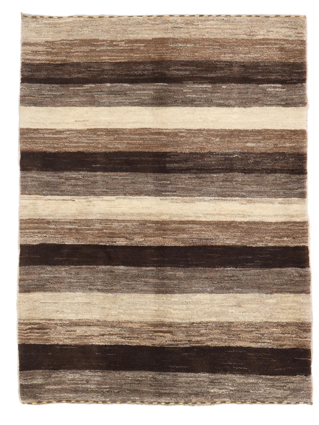 Handgeknoopt Gabbeh Fine wollen tapijt uit het Midden-Oosten in bruine en beige tinten