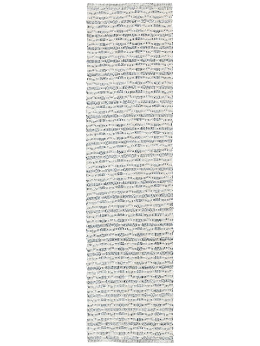 Tapis de couloir tissé bleu et blanc