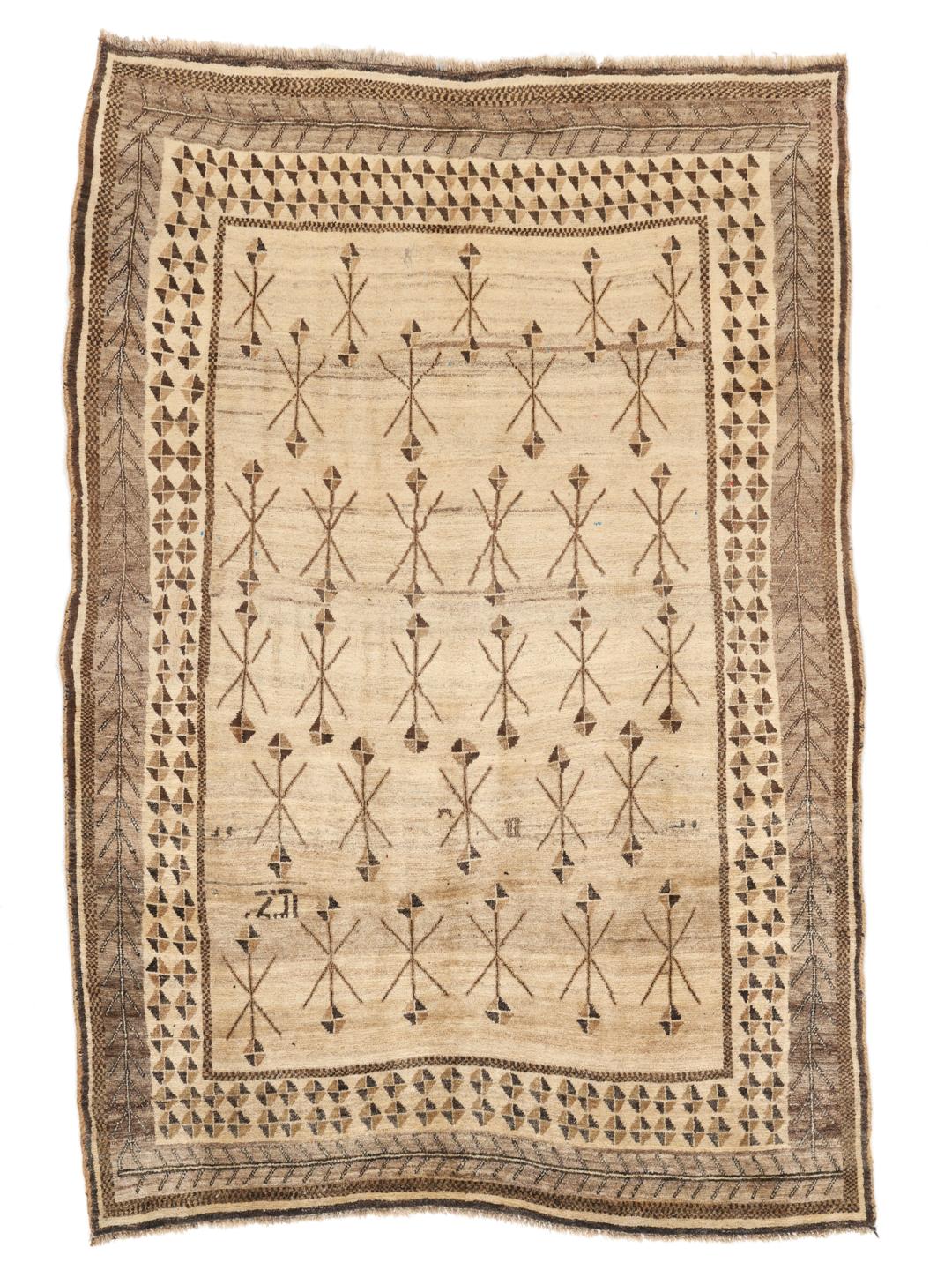 Hand-knotted Gabbeh Fine rug from the Middle East in beige tones