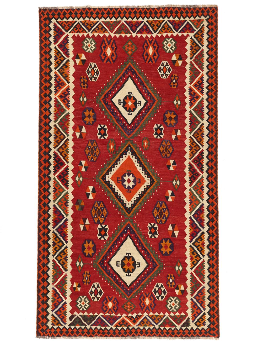 Tapis kilim vintage tissé à la main provenant du Moyen-Orient en rouge