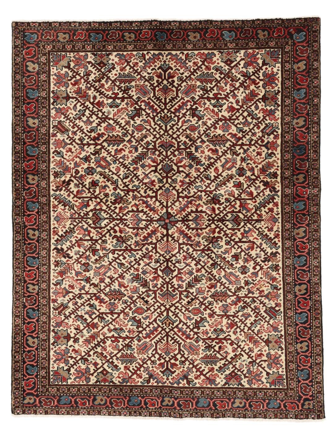 Tapis Mehraban noué à la main originaire du Moyen-Orient avec un motif floral multicolore