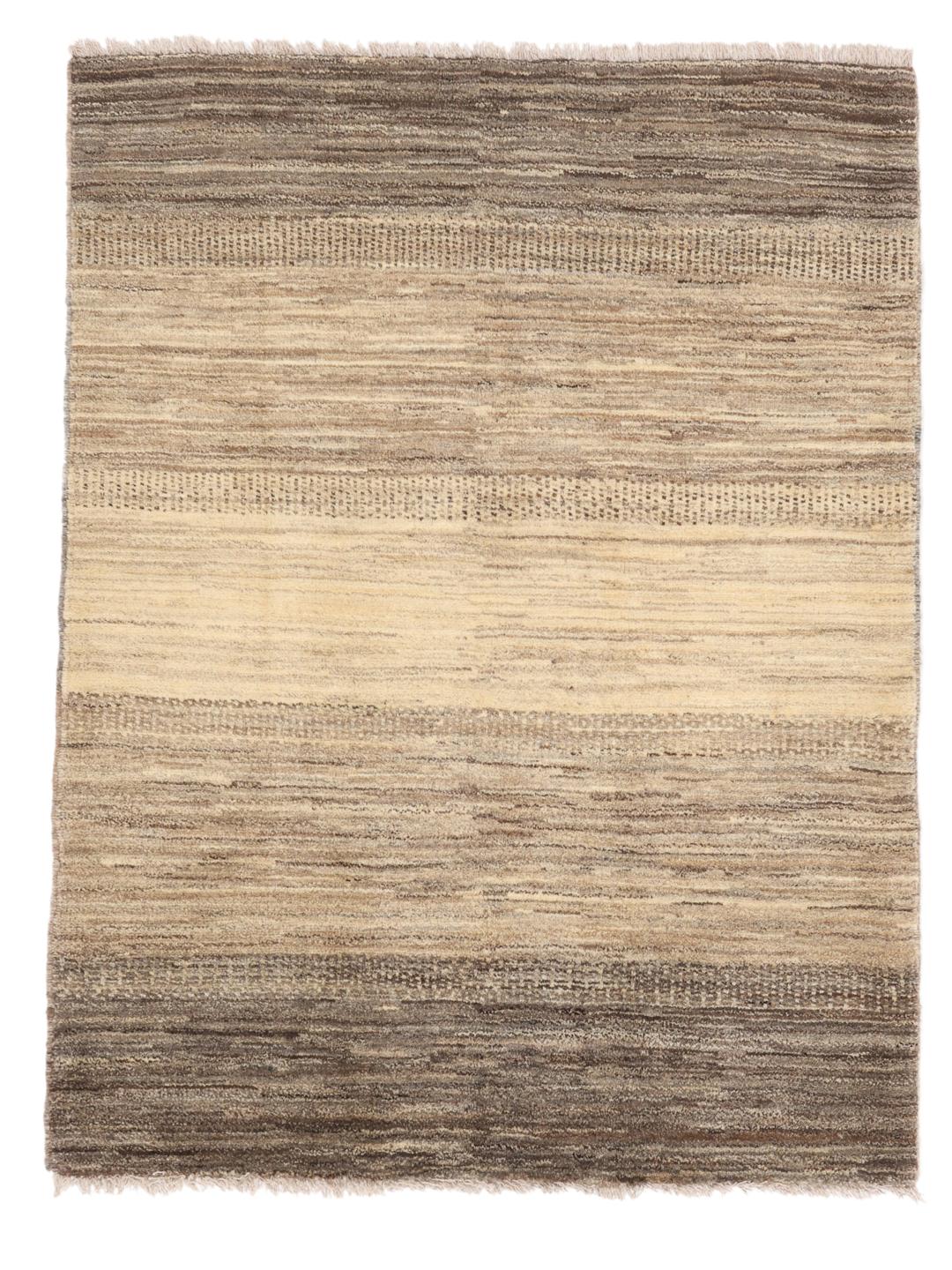 Hand-knotted Gabbeh rug from the Middle East in brown and beige tones