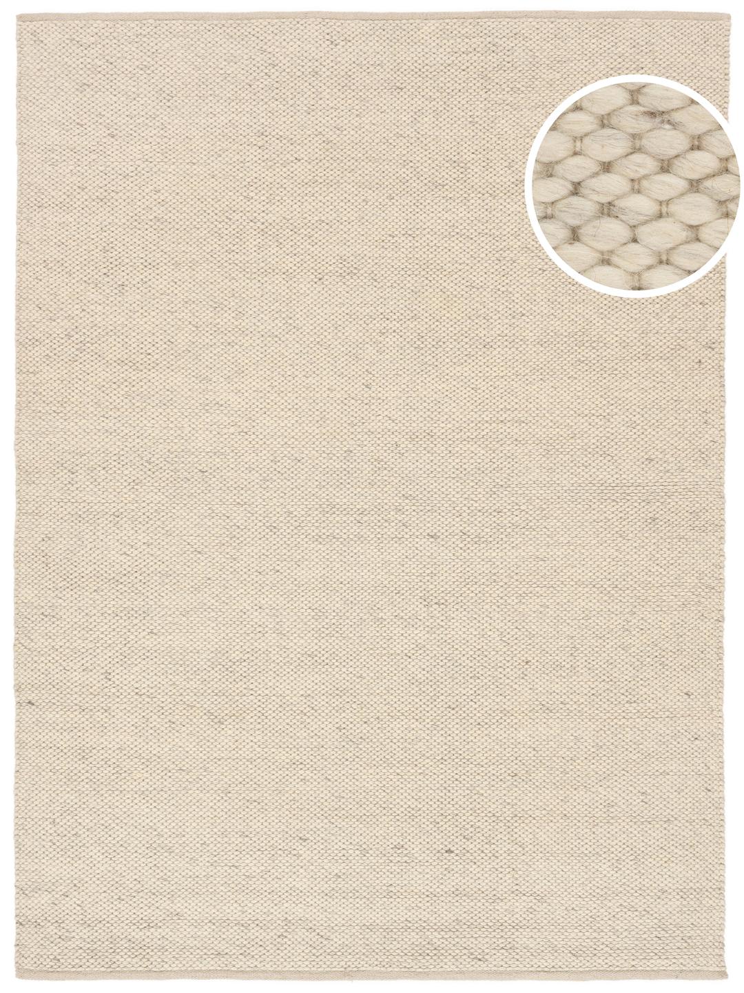 Håndvævet beige uldtæppe