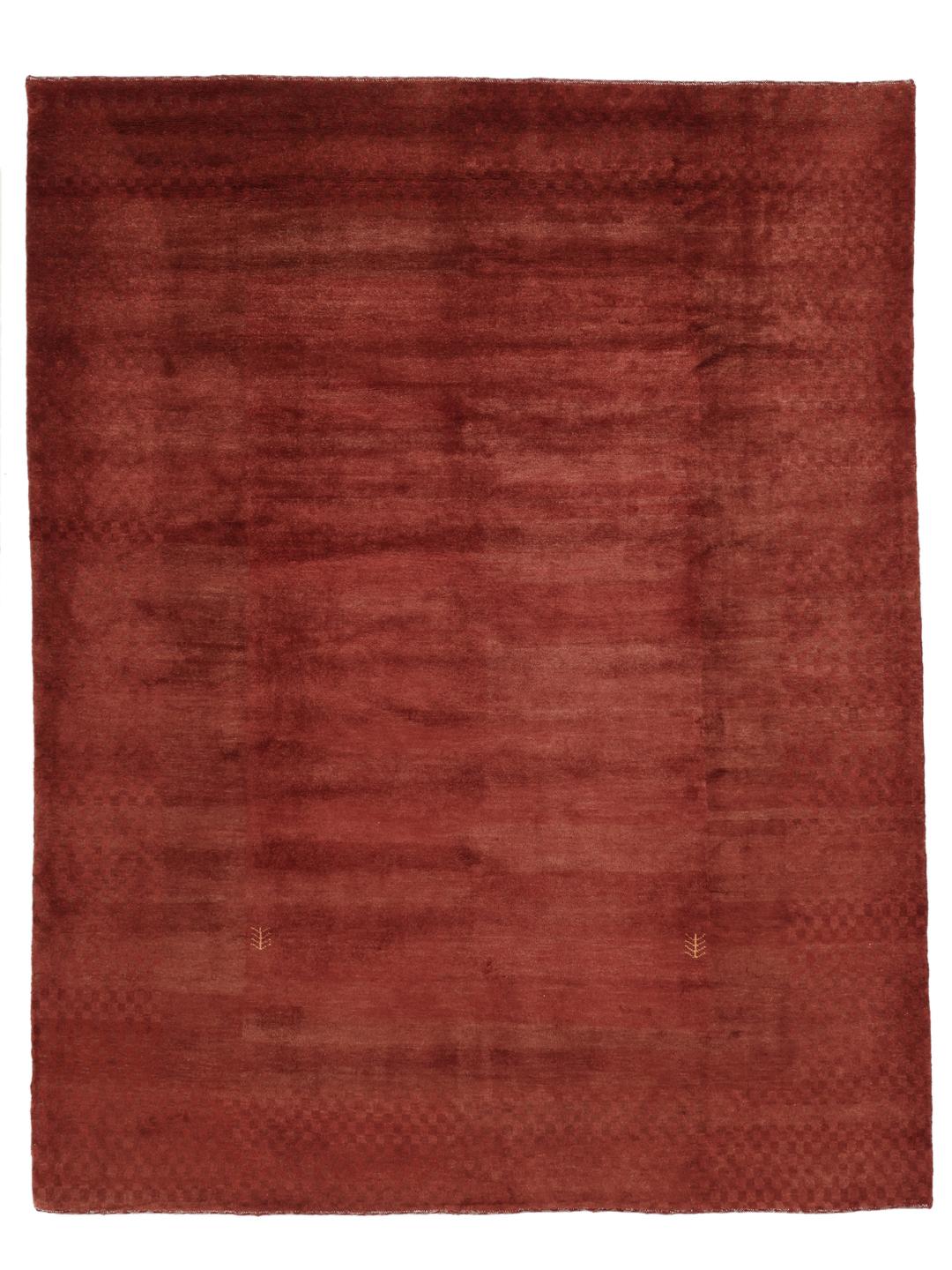 Tapis Gabbeh Fine rouge noué à la main provenant du Moyen-Orient