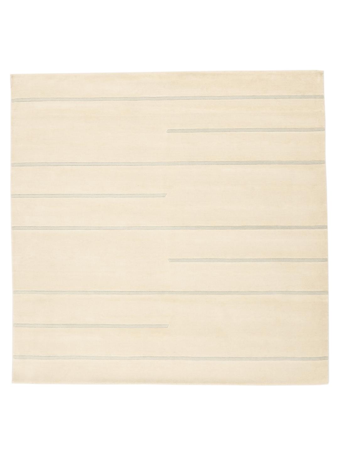 Modern beige handgeweven tapijt met minimalistische lijnen uit India