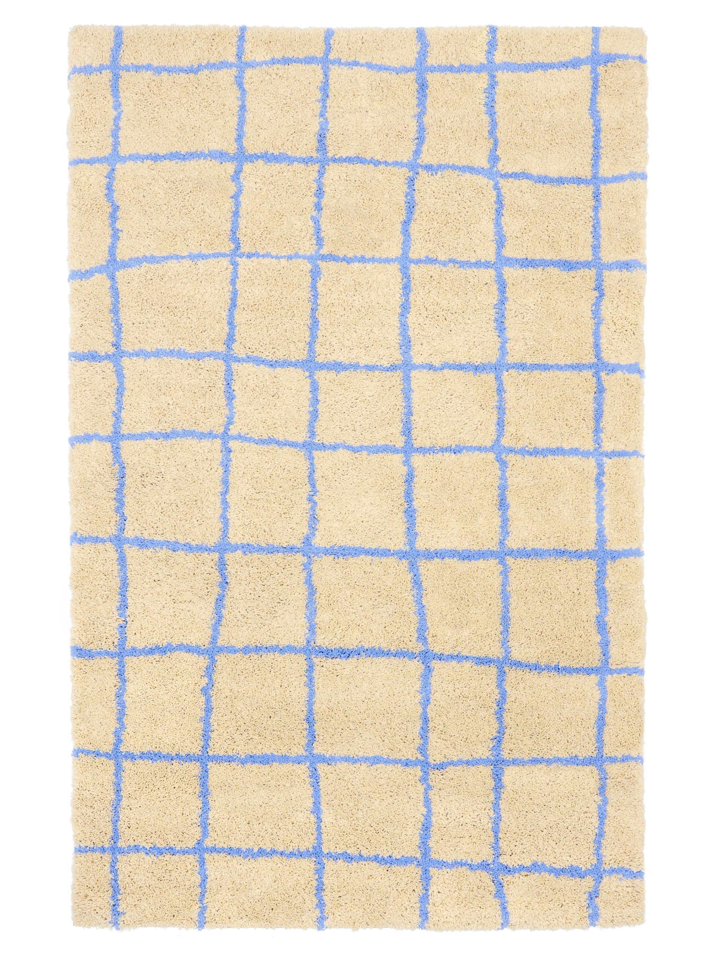 Rugvista essential - Grid - Beige / Blå 100 x 160 cm Matta - Rugvista