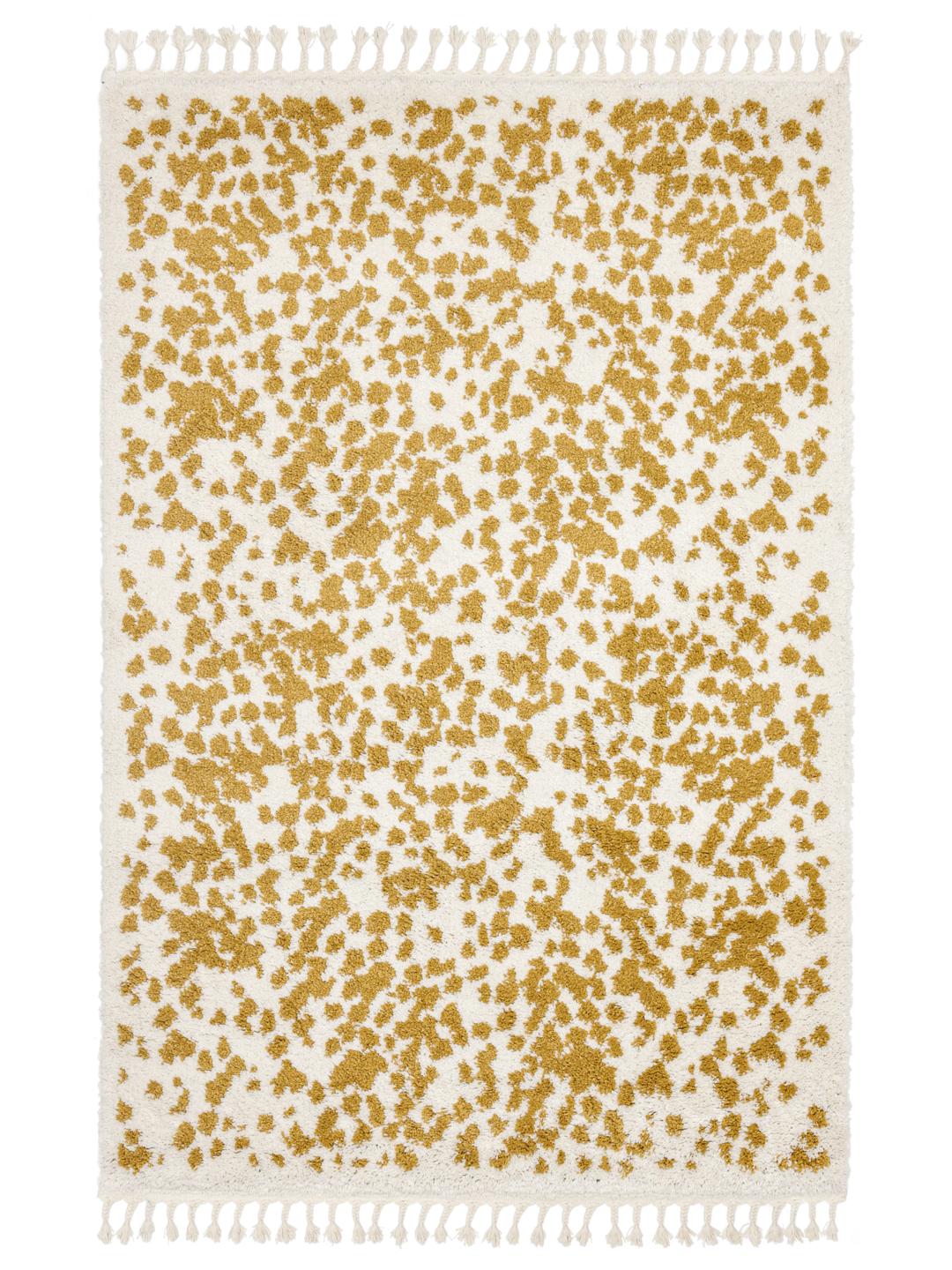vloerkleed in mosterdgeel en wit