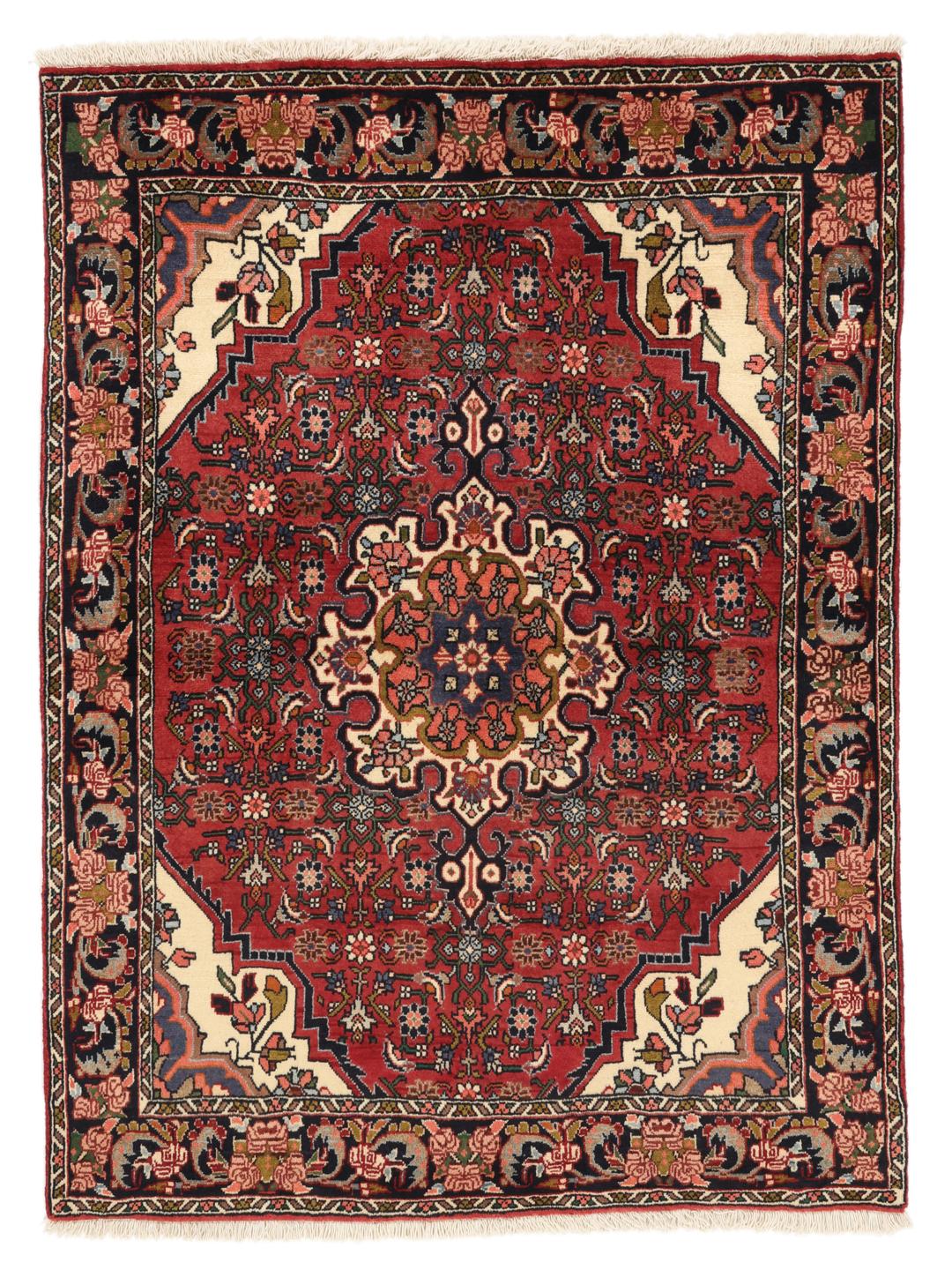 Hand knotted Bidjar rug from the Middle East in deep red tones