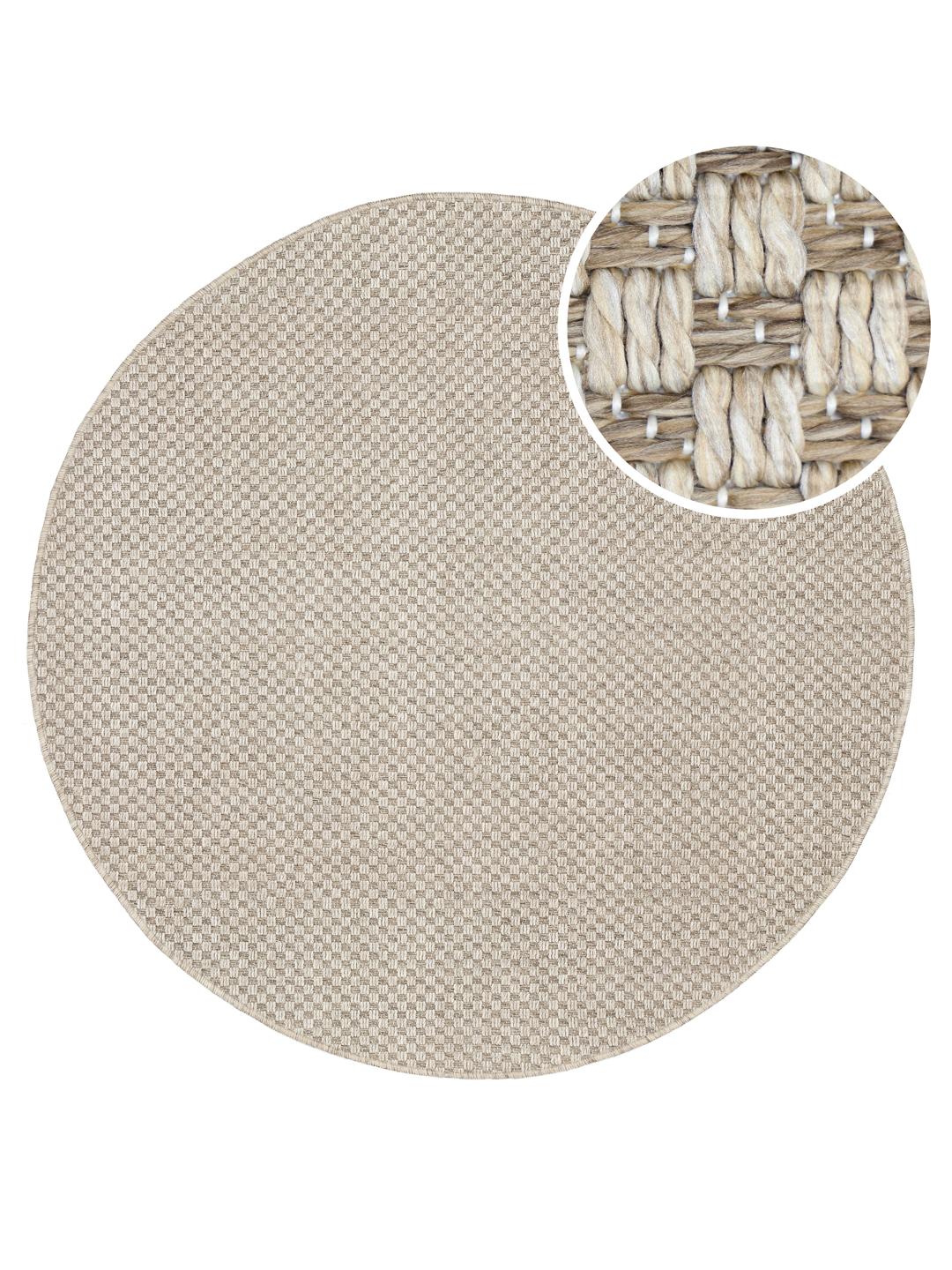 Rundt beige og brun mønstret tæppe