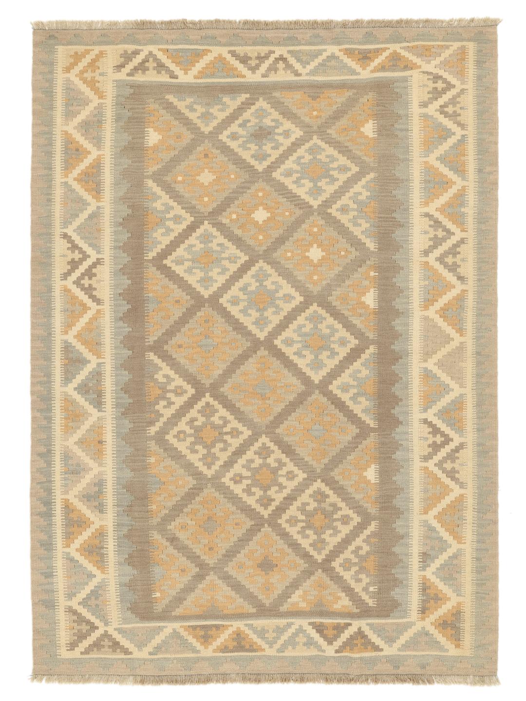 Tapis Kilim tissé à la main du Moyen-Orient dans des tons beige et bleu