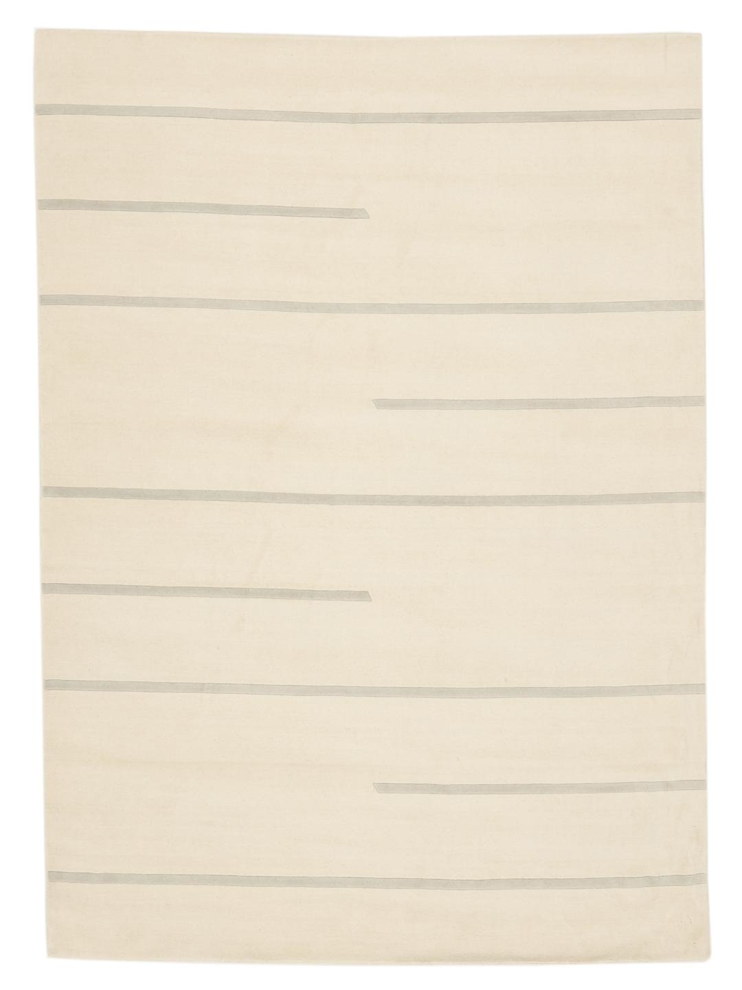 Moderne indisk håndvævet tæppe i beige med minimalistisk stribet mønster