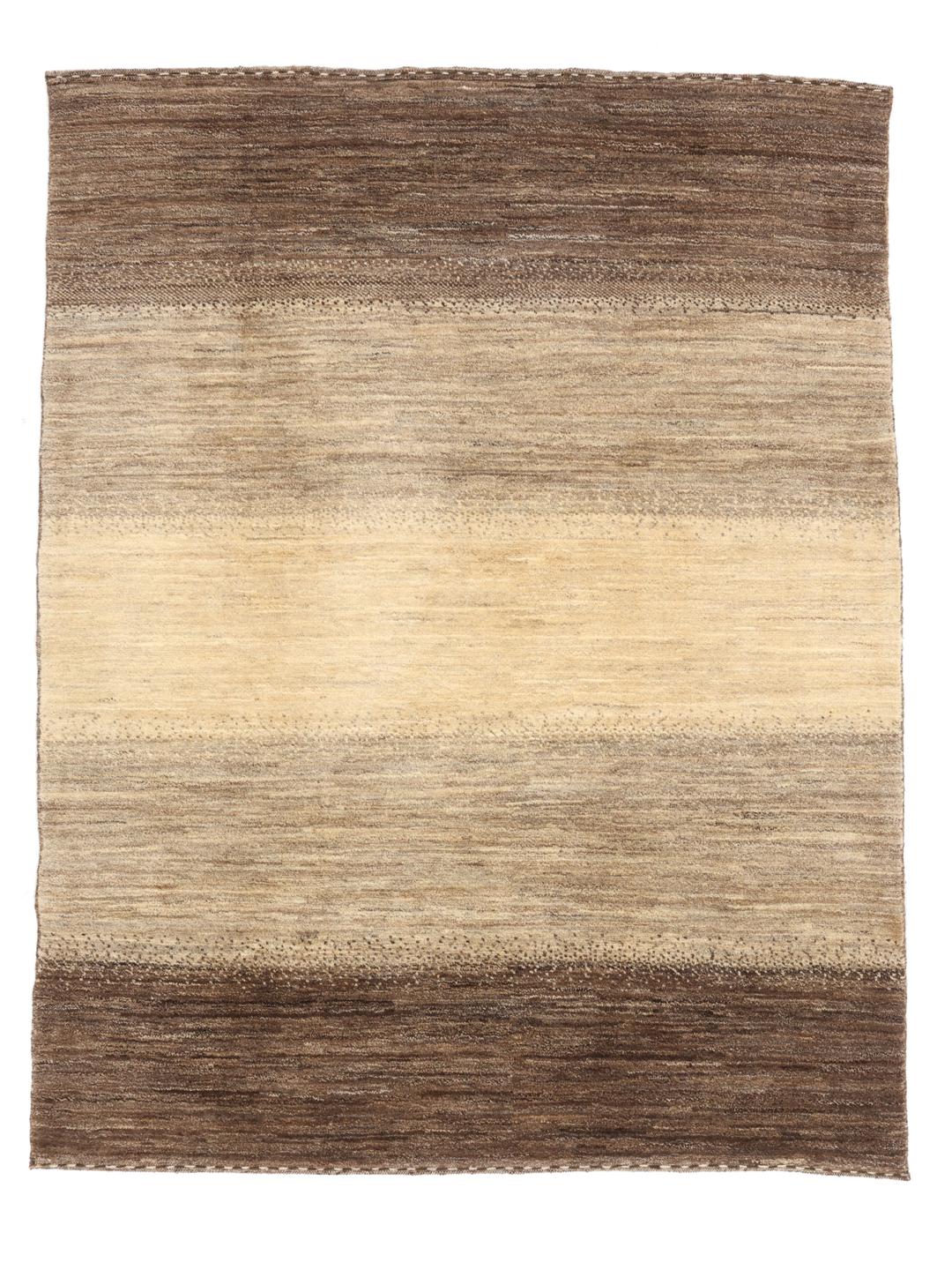 Handgeknoopt Gabbeh Fine-tapijt met horizontale kleurverlopen in bruin en beige