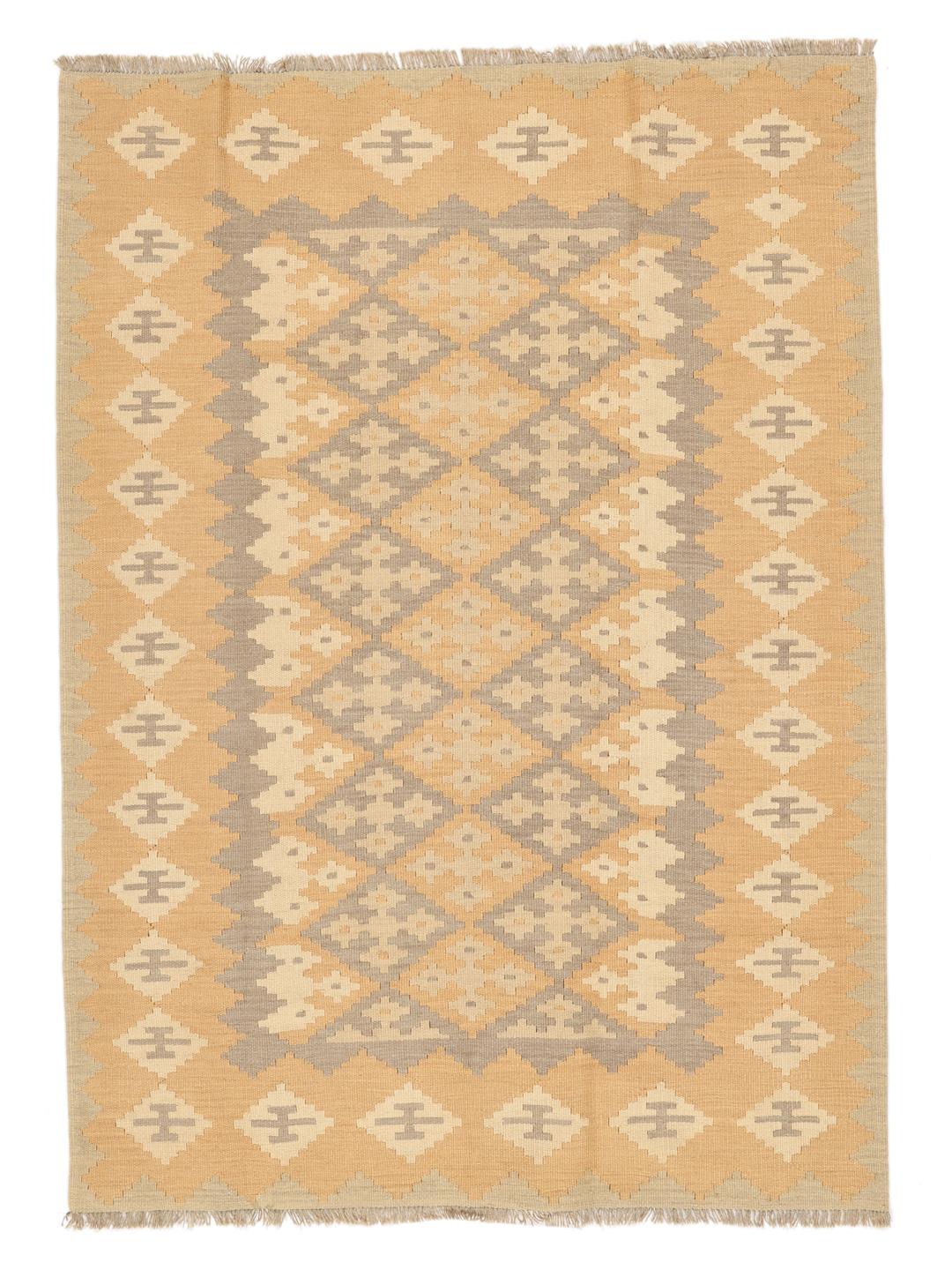 Light Nomad Kelim-tæppe fra Mellemøsten i beige og grå