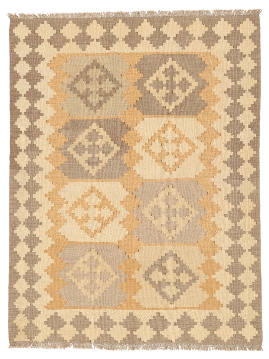 Tapis Kilim Ghashghai beige et marron tissé à la main provenant du Moyen-Orient