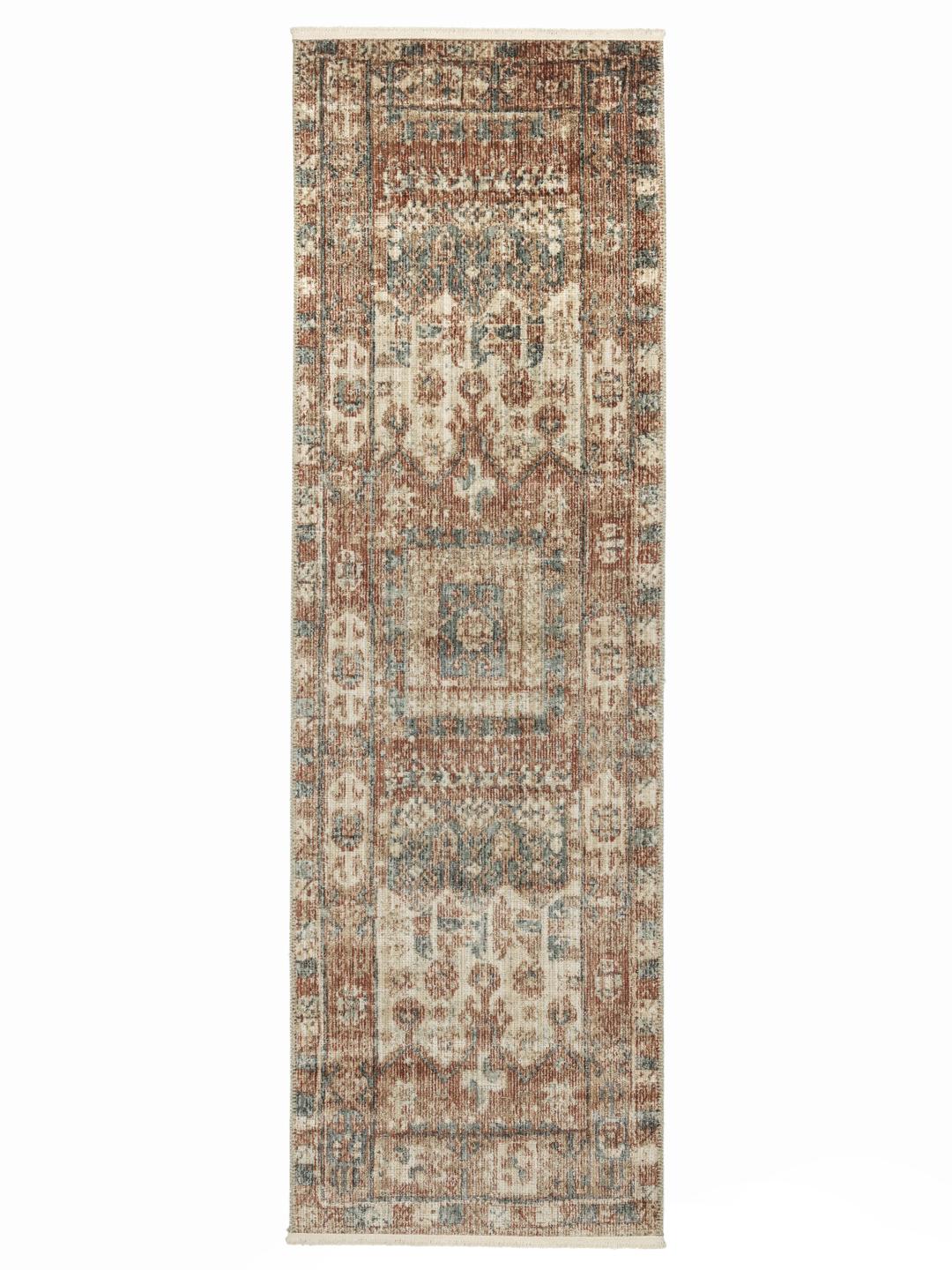 Roestrode loper met traditionele motieven