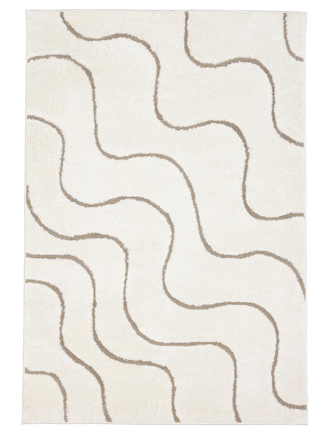 Wit en beige tapijt met hoge en lage pooltextuur