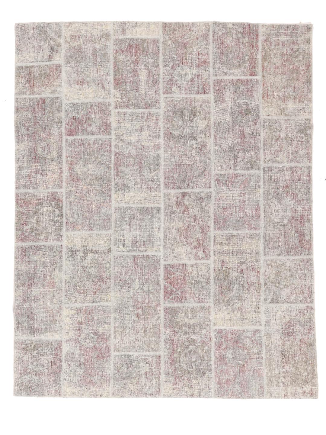 Handgeknoopt patchwork tapijt uit het Midden-Oosten in multicolor wol
