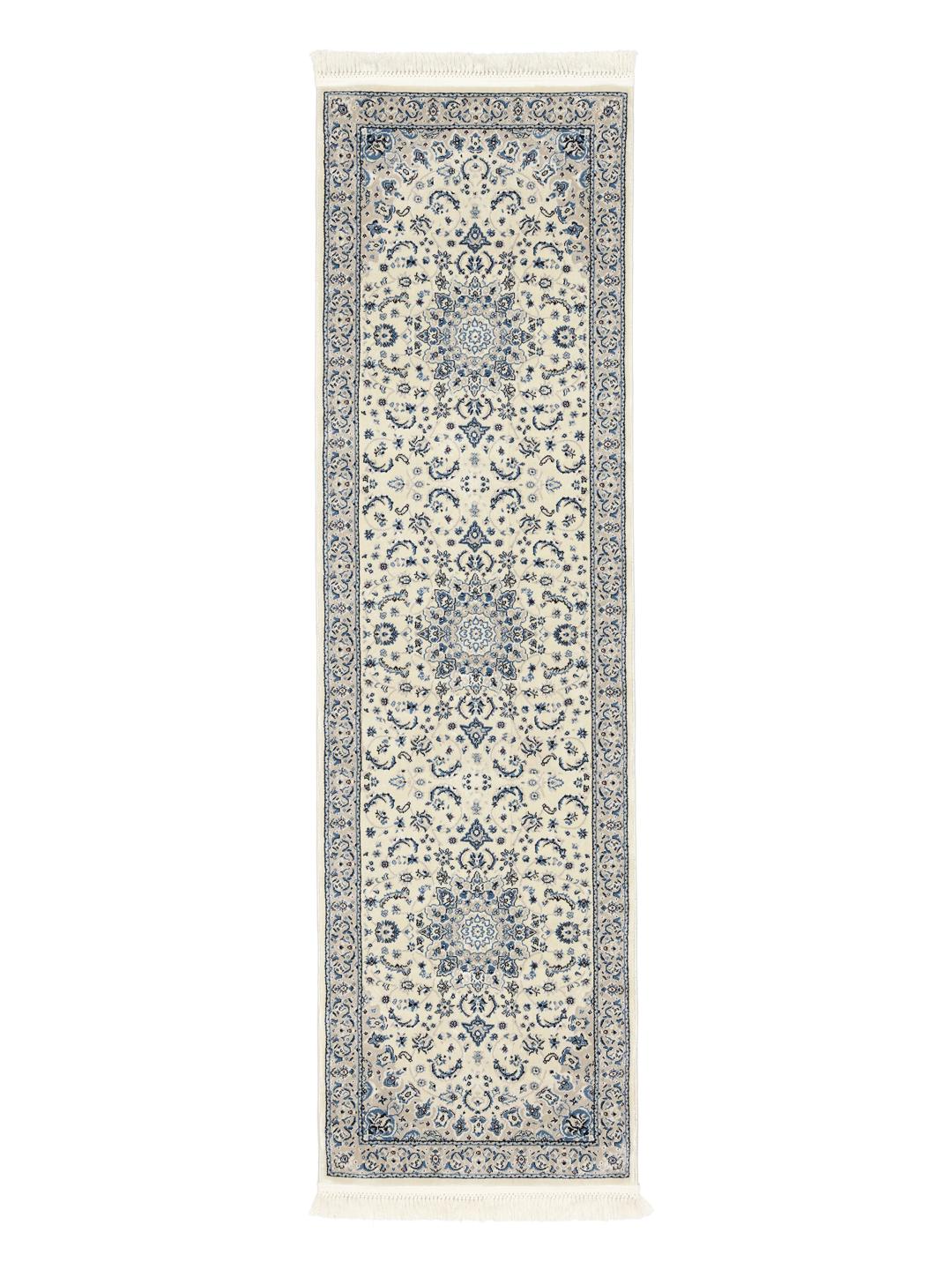 Beige en lichtblauwe loper