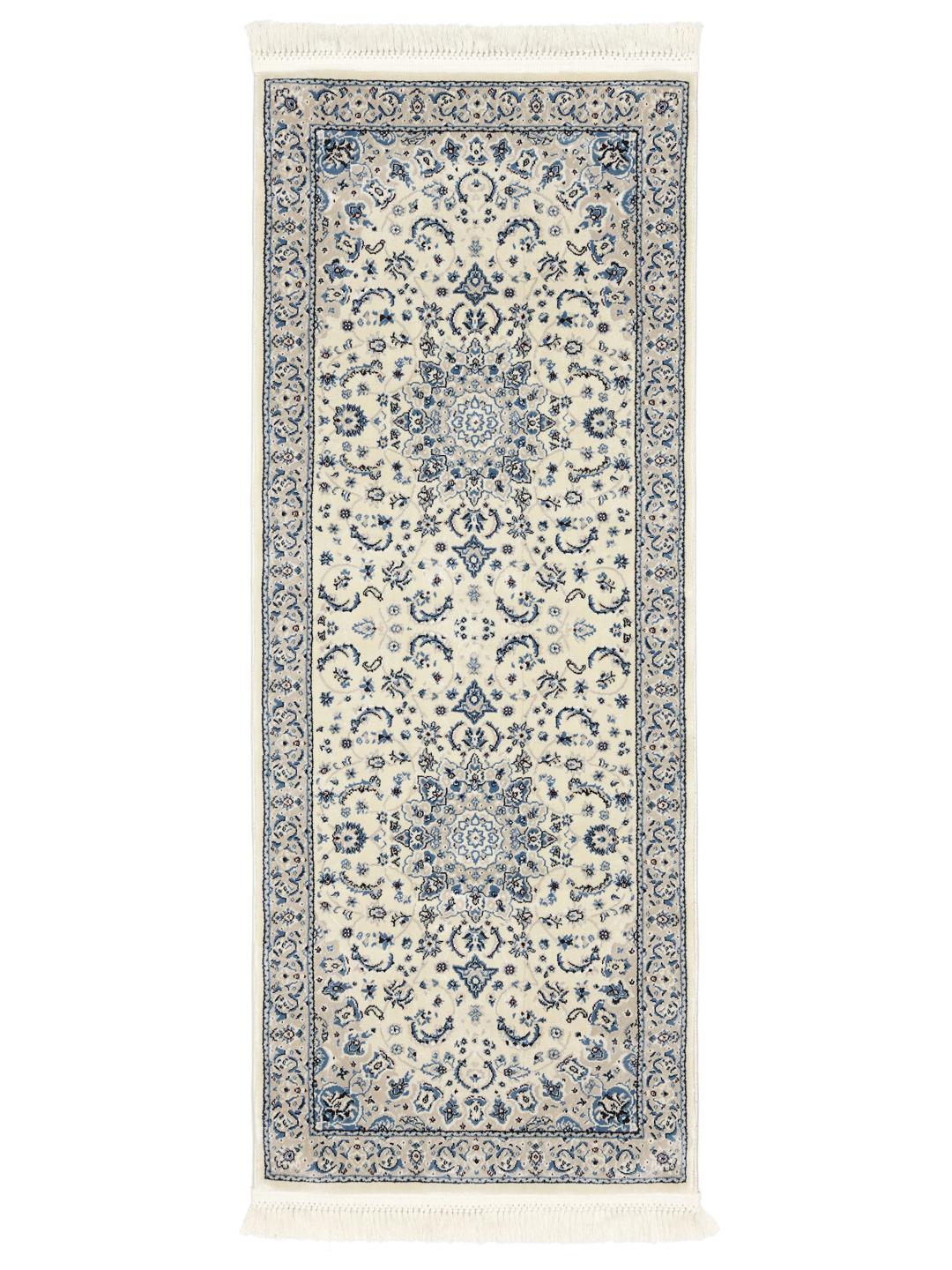 Beige en lichtblauwe loper
