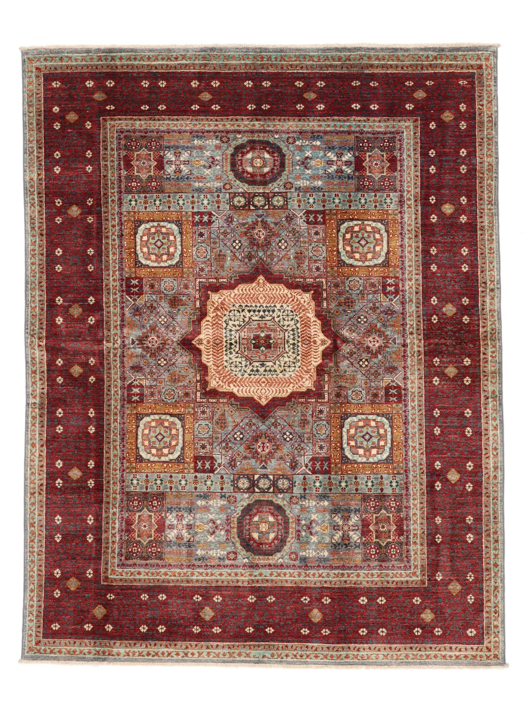 Handgeknoopt Mamluk-tapijt uit Afghanistan in multicolor tinten