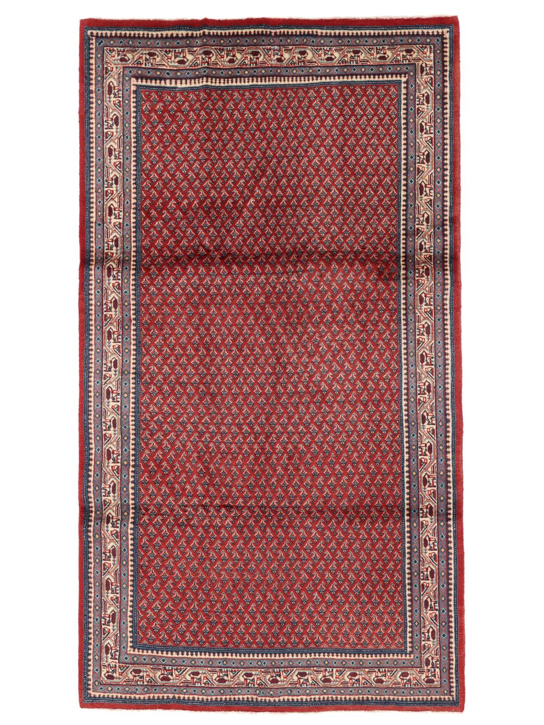 Hand-knotted Sarough Mir rug with an intricate red pattern from the Middle East