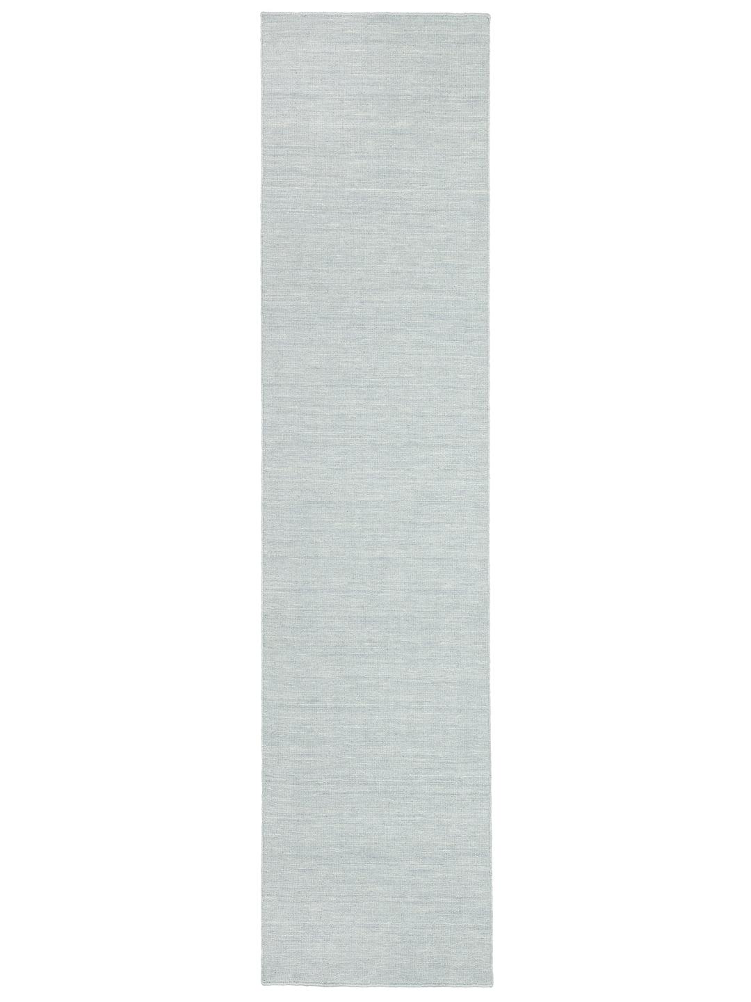 Tapis en laine tissé à plat de couleur bleue