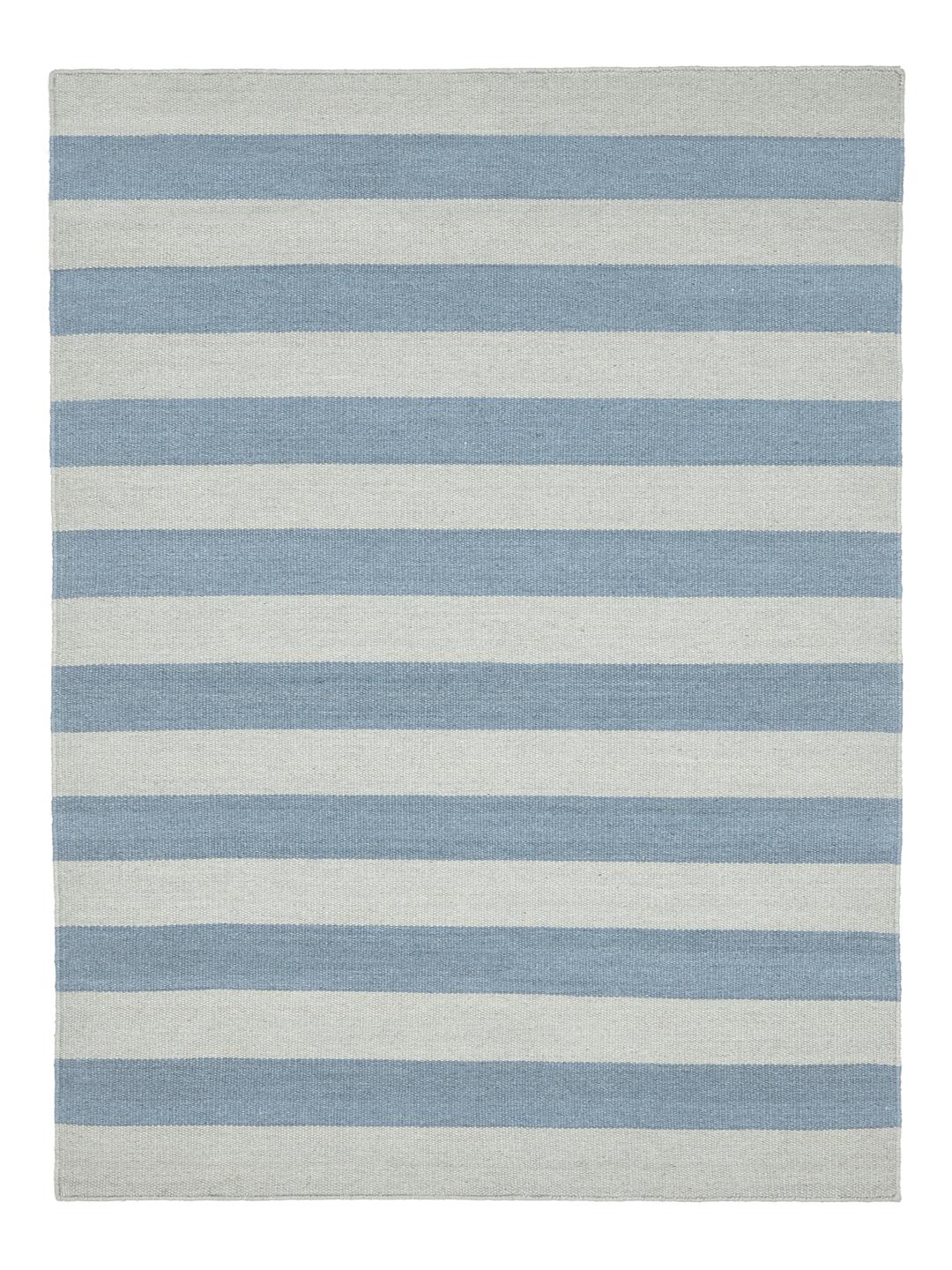 Handgeweven vloerkleed in blauw en lichtblauw