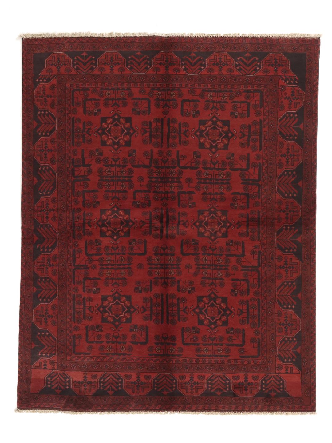 Afghan Khal Mohammadi rug from Afghanistan in deep red and black colours