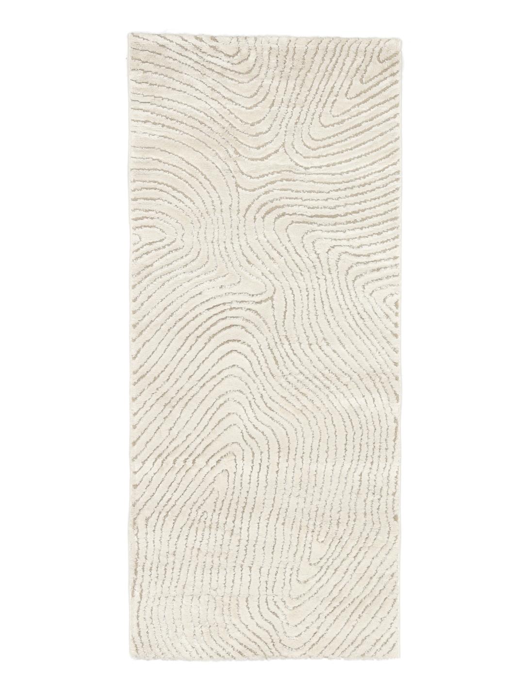 Tapis de couloir Chaima blanc crème avec un motif topographique fluide
