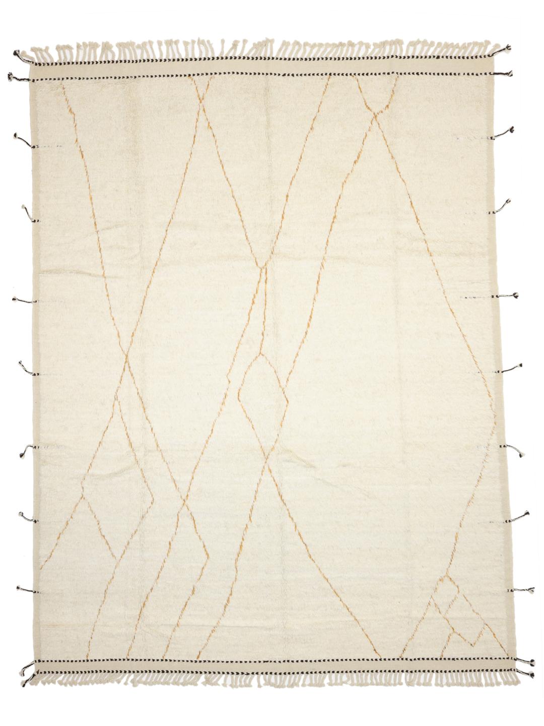 Handgeknoopt Berber-stijl tapijt uit Afghanistan in beige met minimalistische lijnen