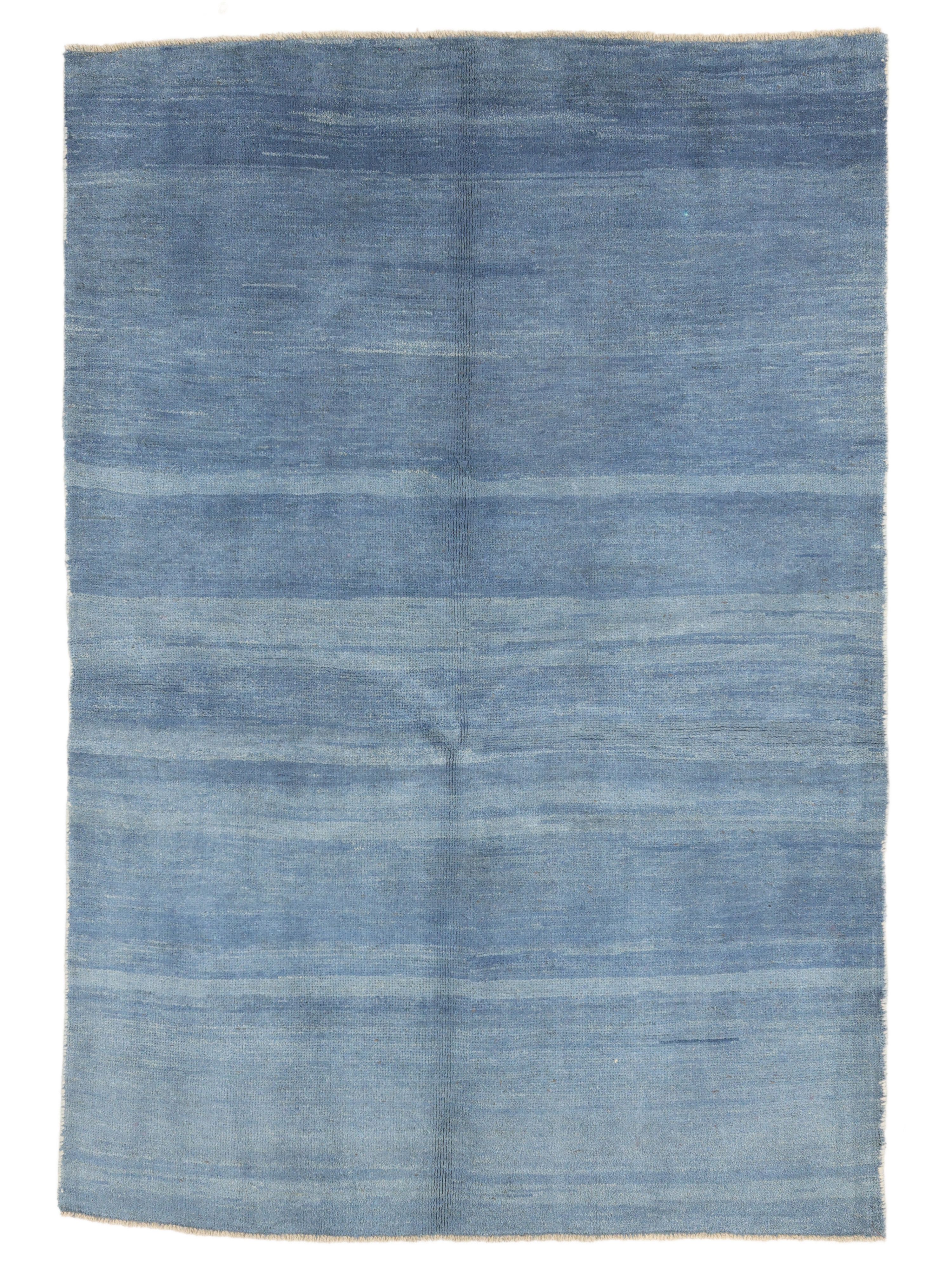 Gabbeh loom Two Lines ブルーラグ - Rugvista