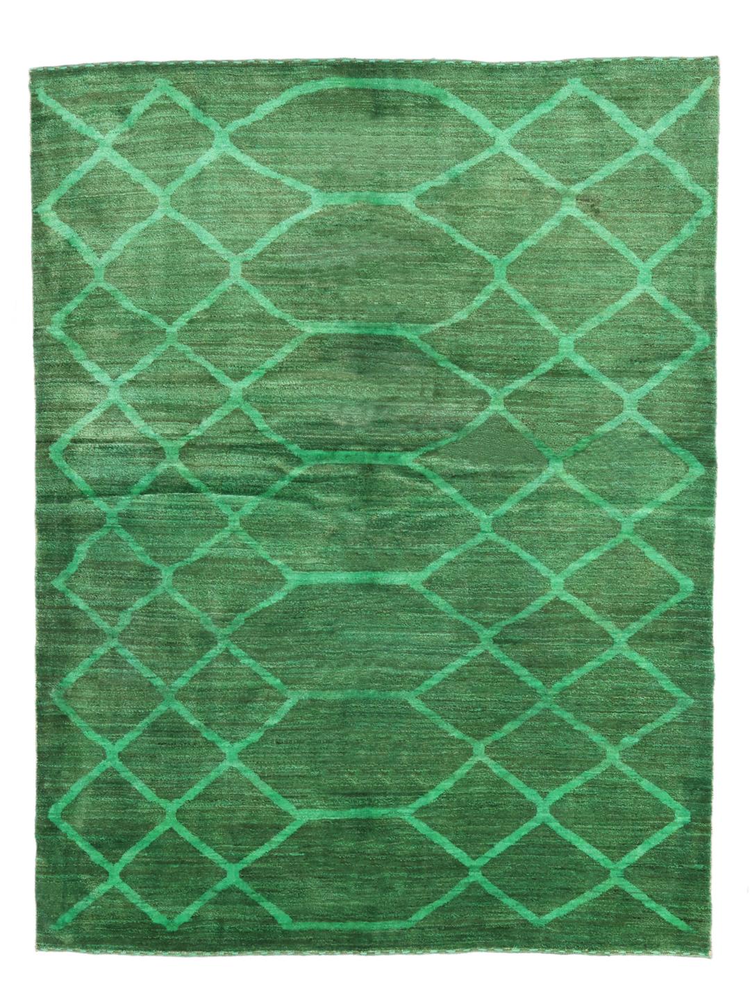 Handgeknoopt groen Gabbeh Fine vloerkleed uit het Midden-Oosten