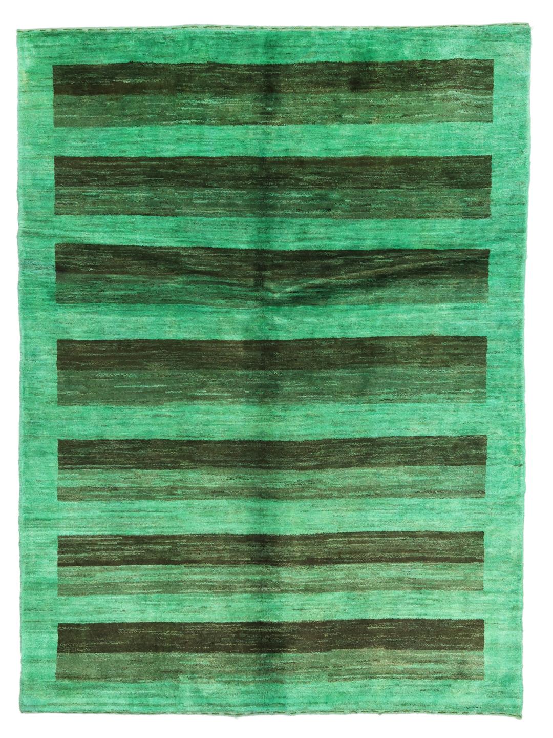 Hand-knotted Gabbeh Fine rug from the Middle East in green