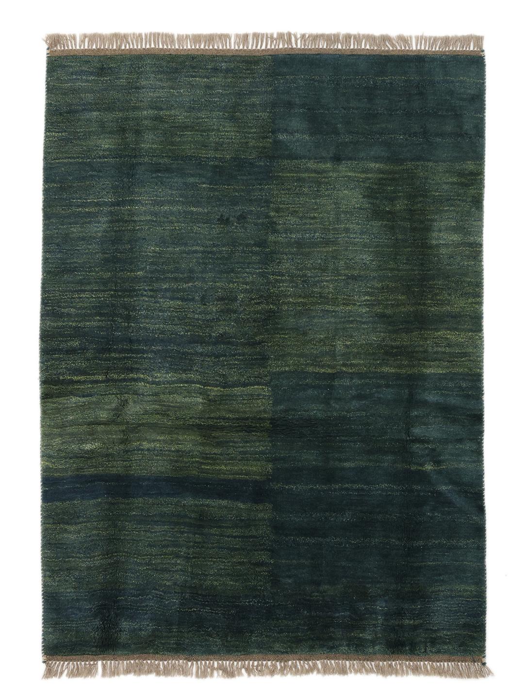 Tapis Gabbeh noué à la main venant du Moyen-Orient en vert profond