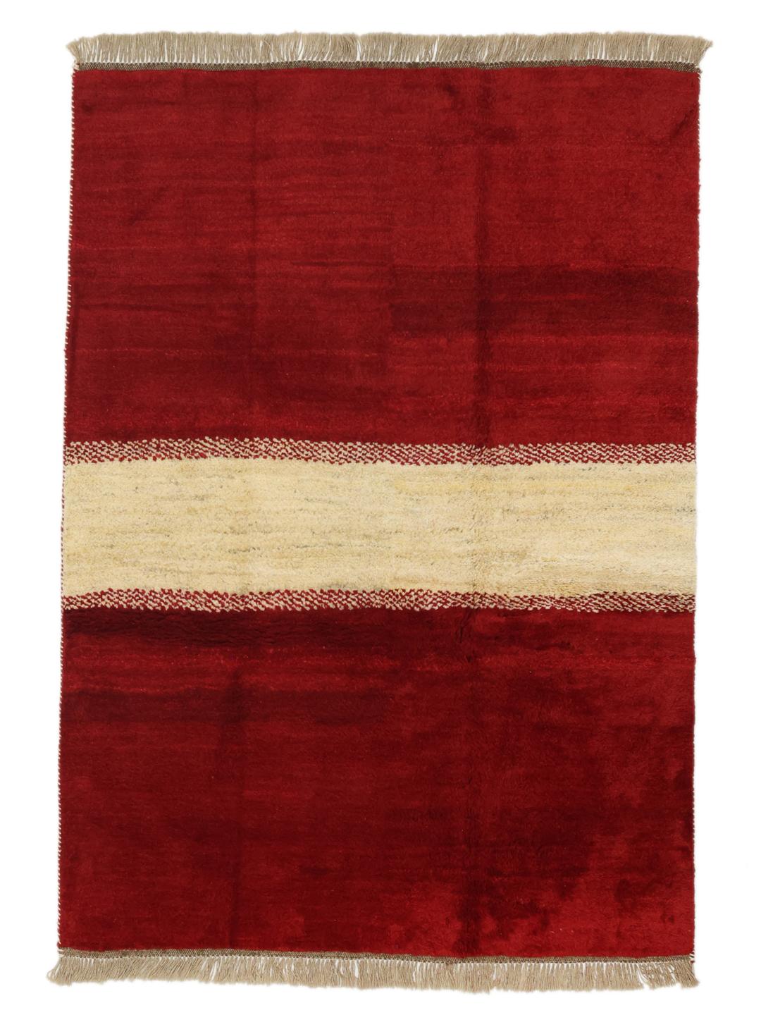 Hand-knotted Gabbeh Fine rug from the Middle East in red and beige tones