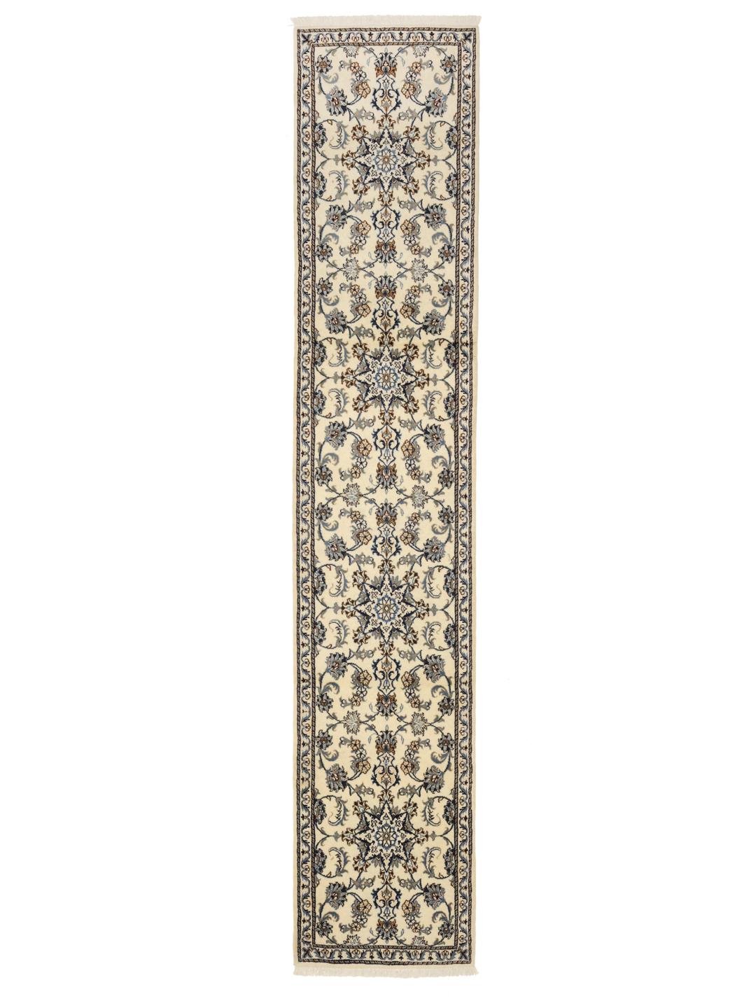 Hand-knotted Nain runner in beige from the Middle East