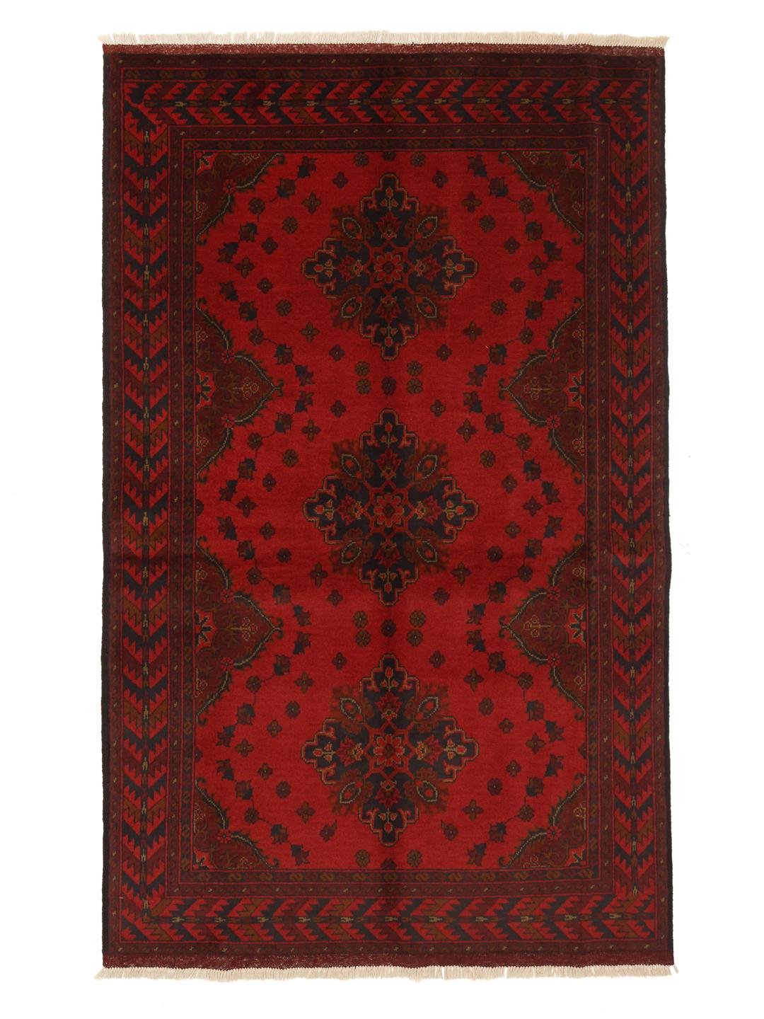 Tapis Afghan Khal Mohammadi noué à la main dans des tons rouge profond