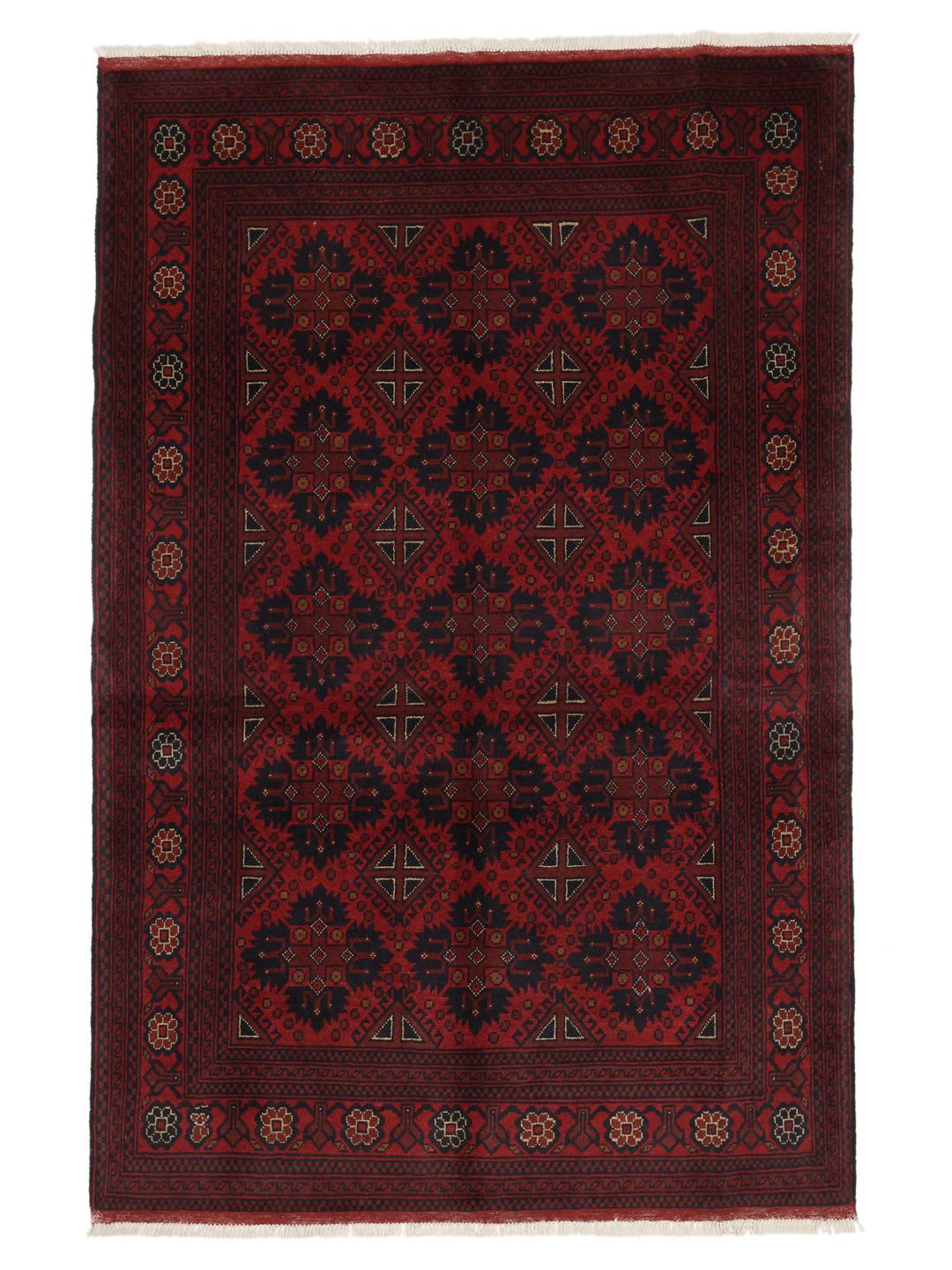 Tapis afghan Khal Mohammadi noué à la main dans des tons rouge foncé.